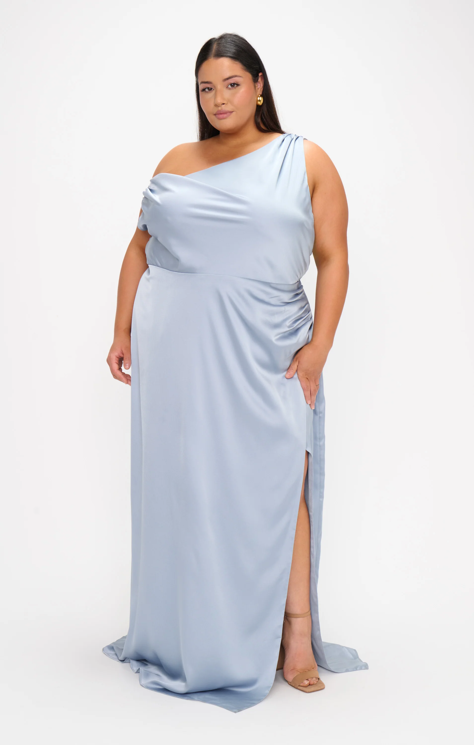 Jodie Dress ~ Steel Blue Luxe Satin - Image 9