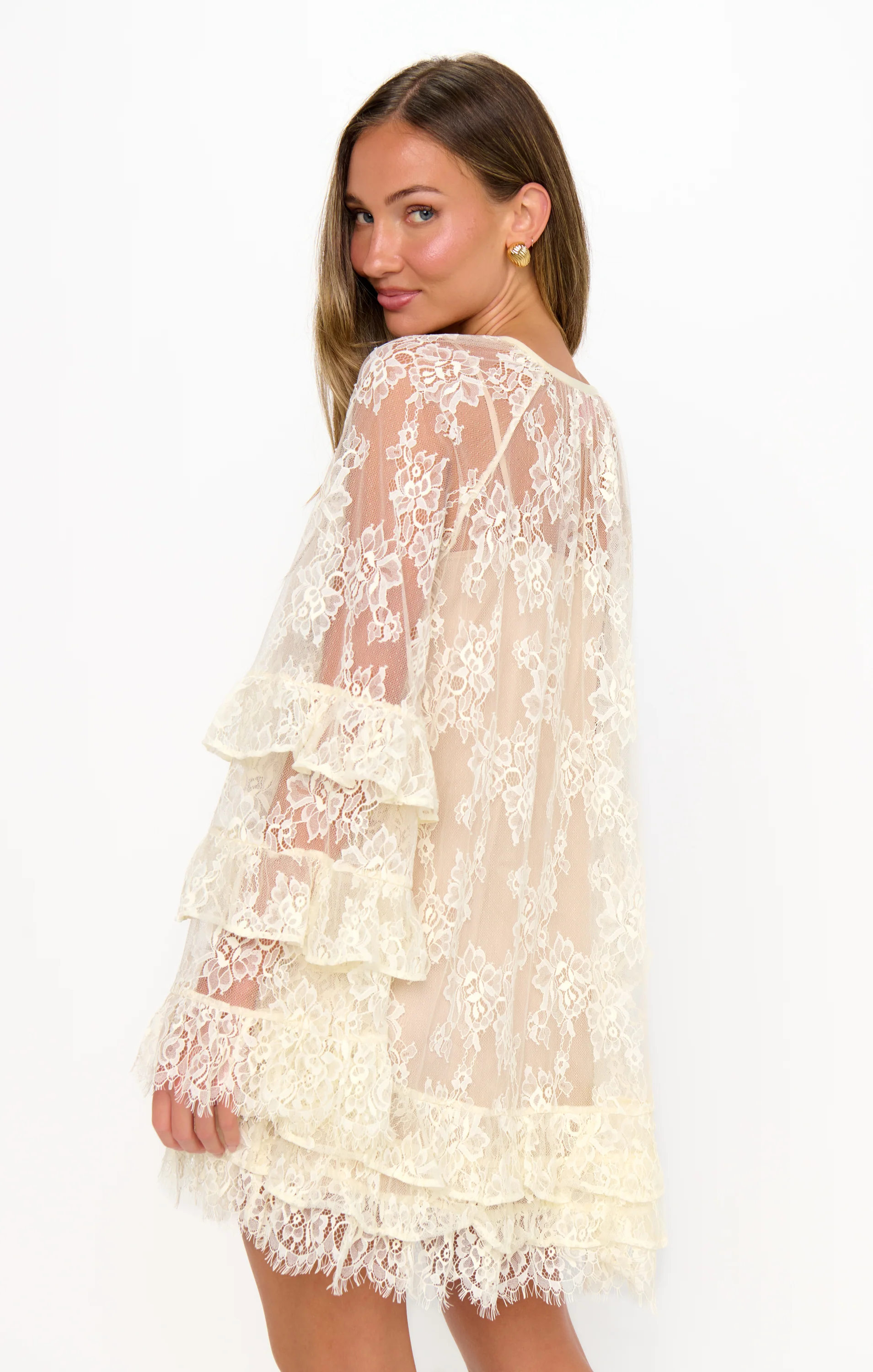 Joelle Mini Dress ~ Dainty White Lace - Image 8