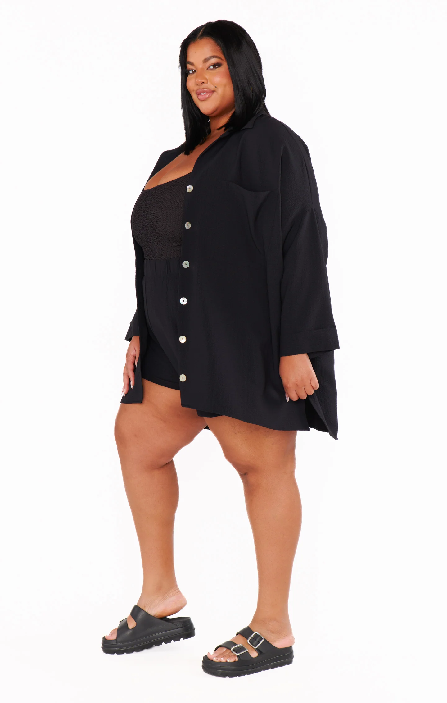 Johns Button Down Shirt ~ Black Crinkle Flow - Image 11