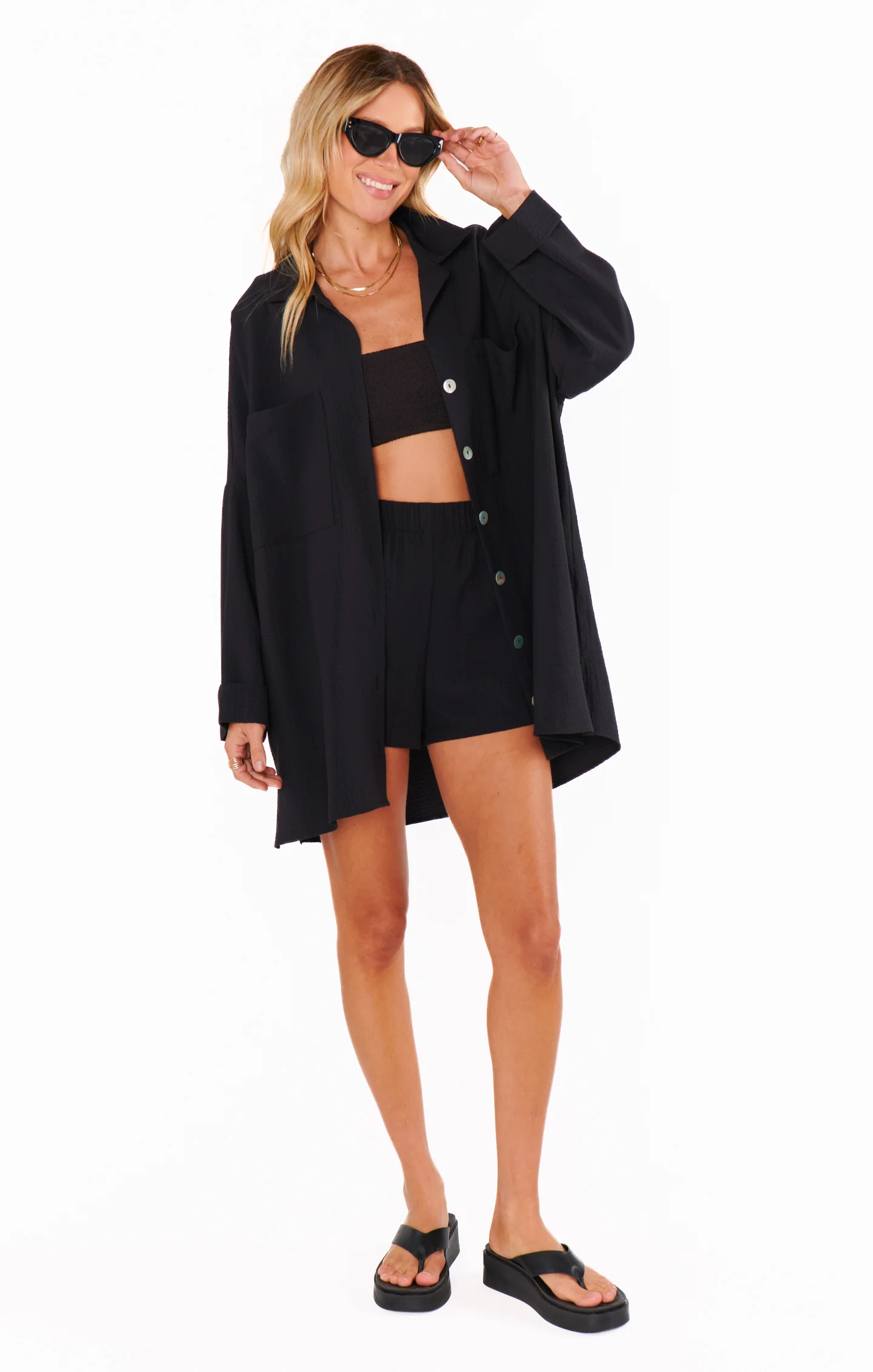 Johns Button Down Shirt ~ Black Crinkle Flow - Image 13