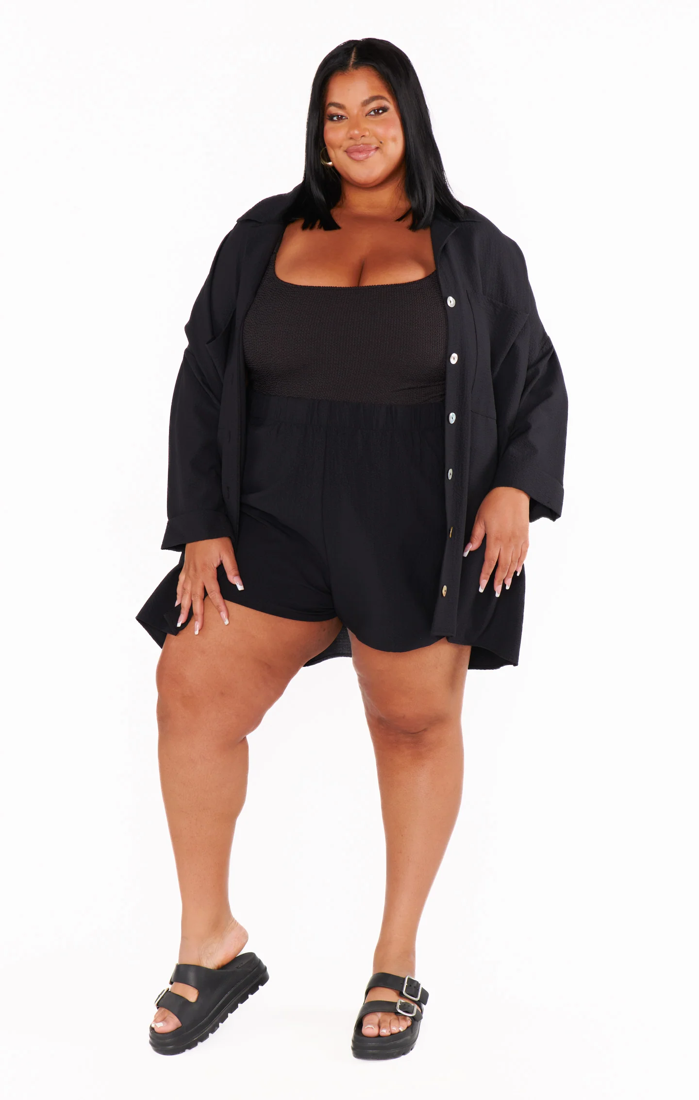 Johns Button Down Shirt ~ Black Crinkle Flow - Image 3