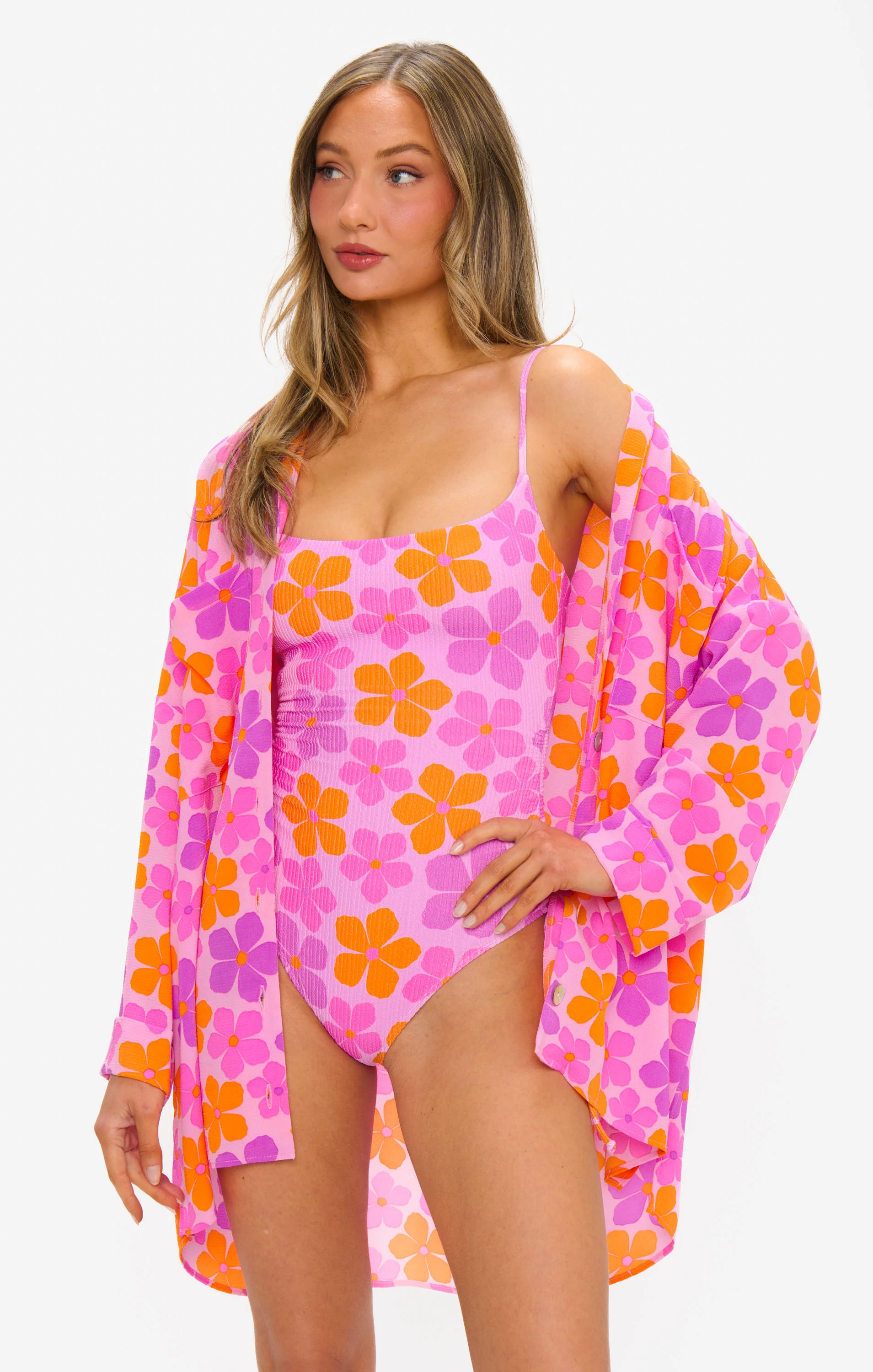 Johns Button Down Shirt ~ Pink Daisy - Image 2