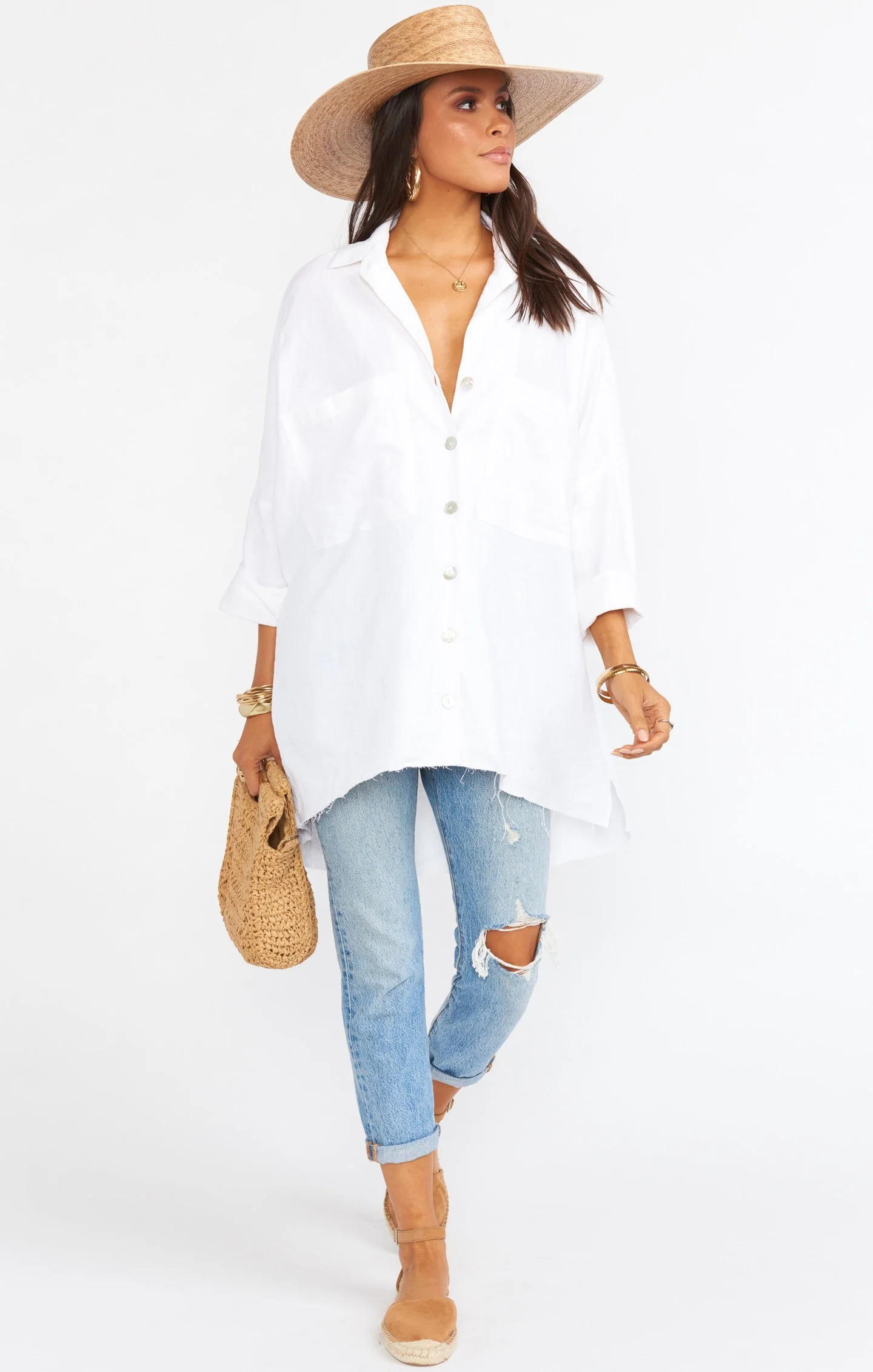 Johns Button Down Shirt ~ White Linen - Image 18