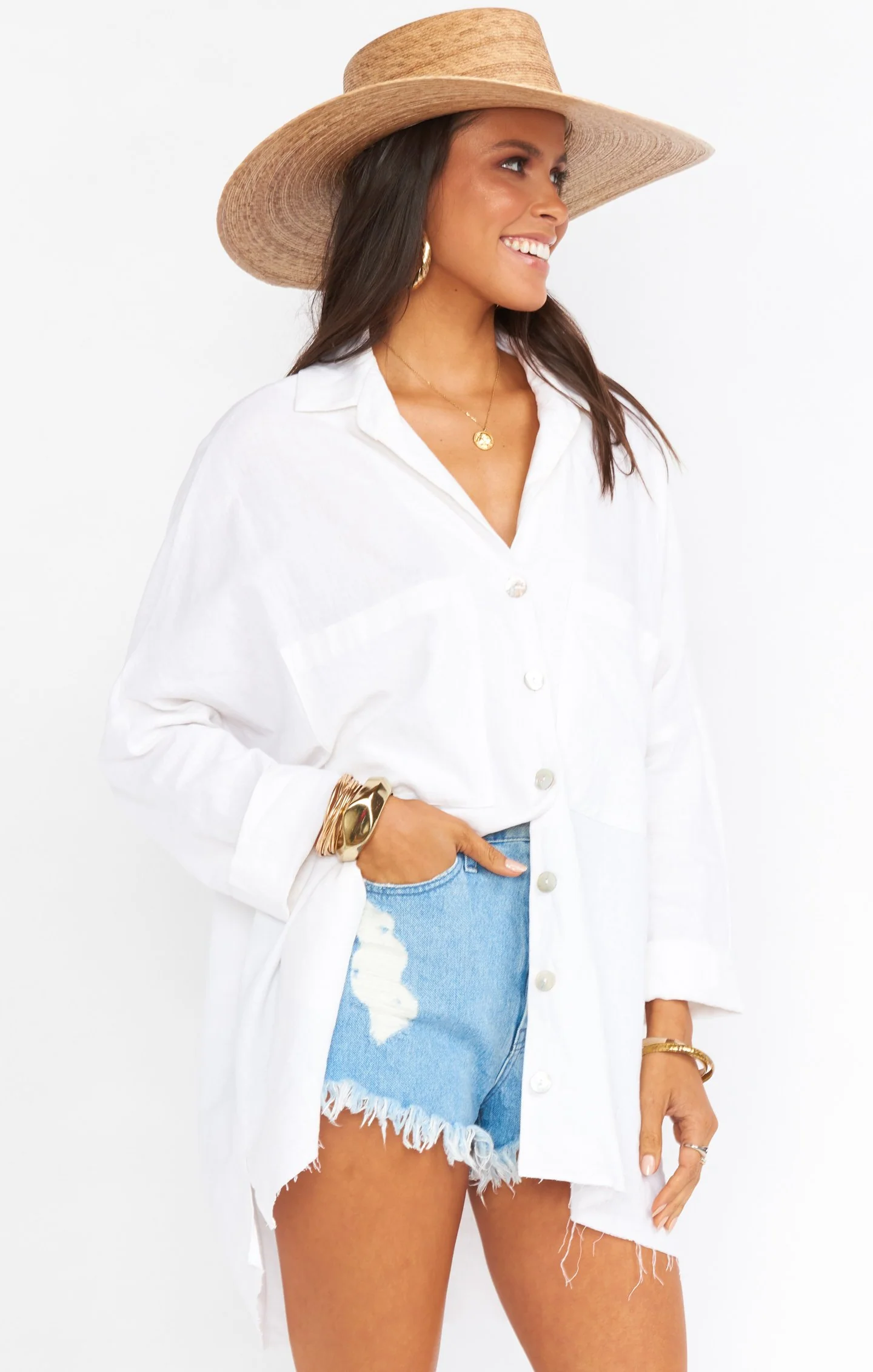 Johns Button Down Shirt ~ White Linen - Image 25