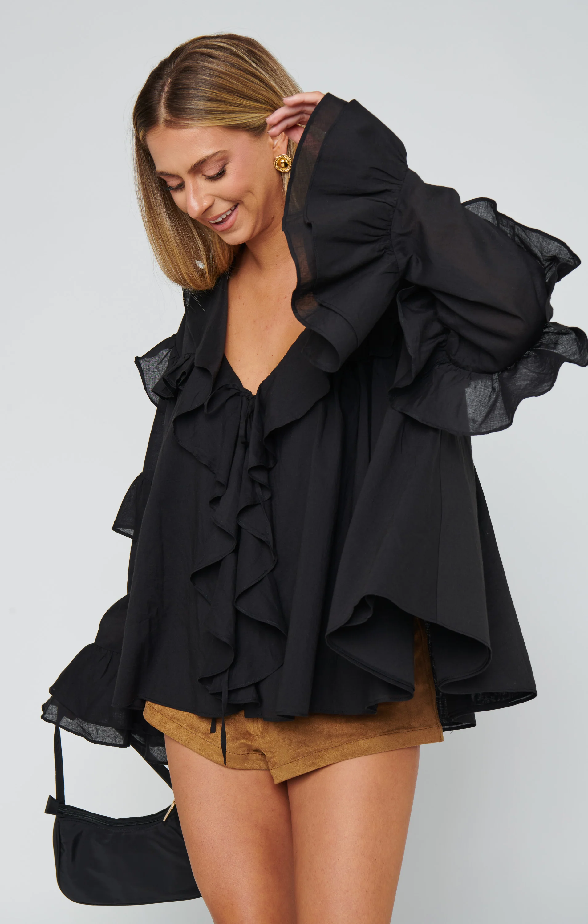 Joss Ruffle Top ~ Black Voile - Image 2