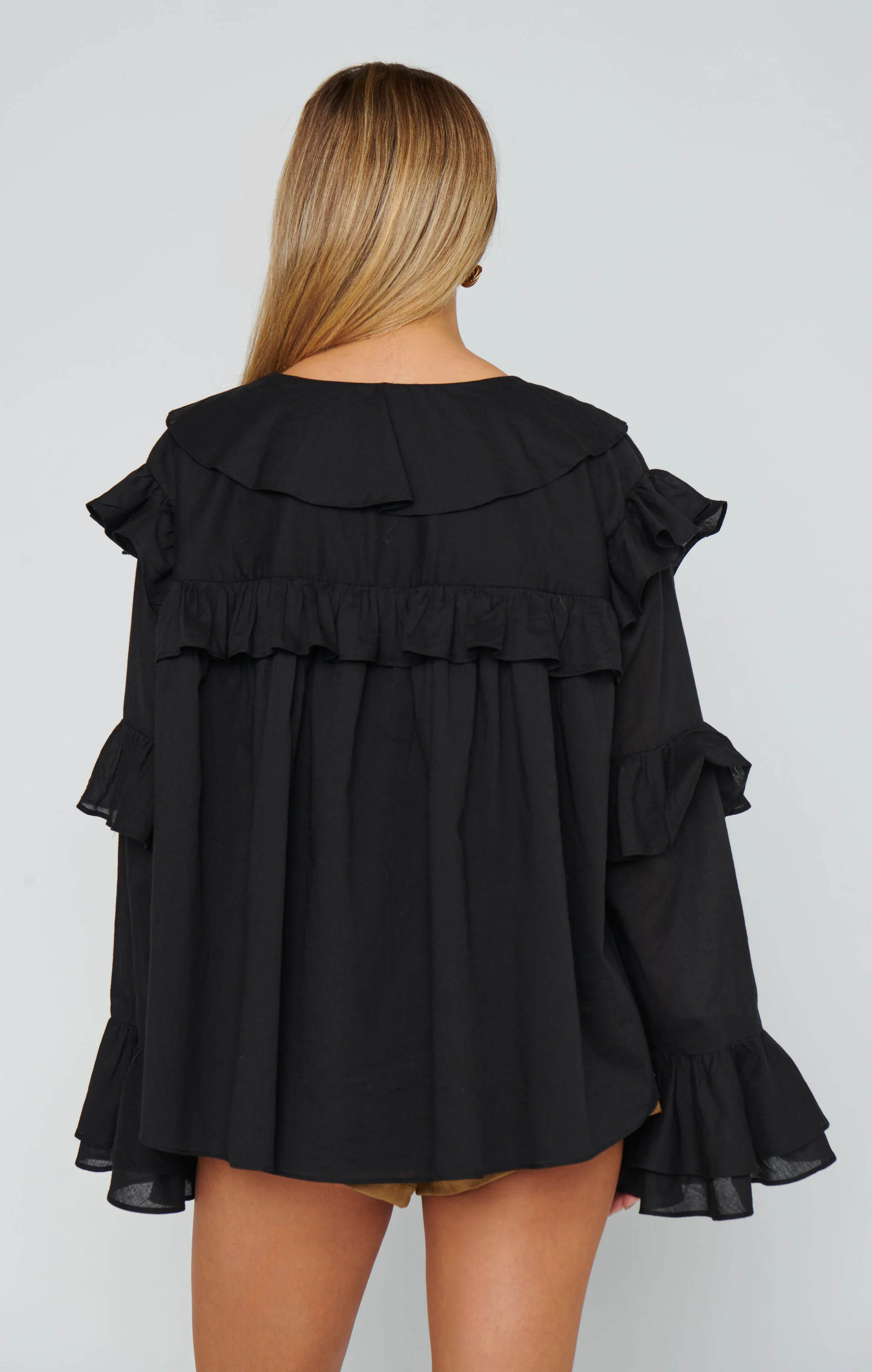 Joss Ruffle Top ~ Black Voile - Image 3