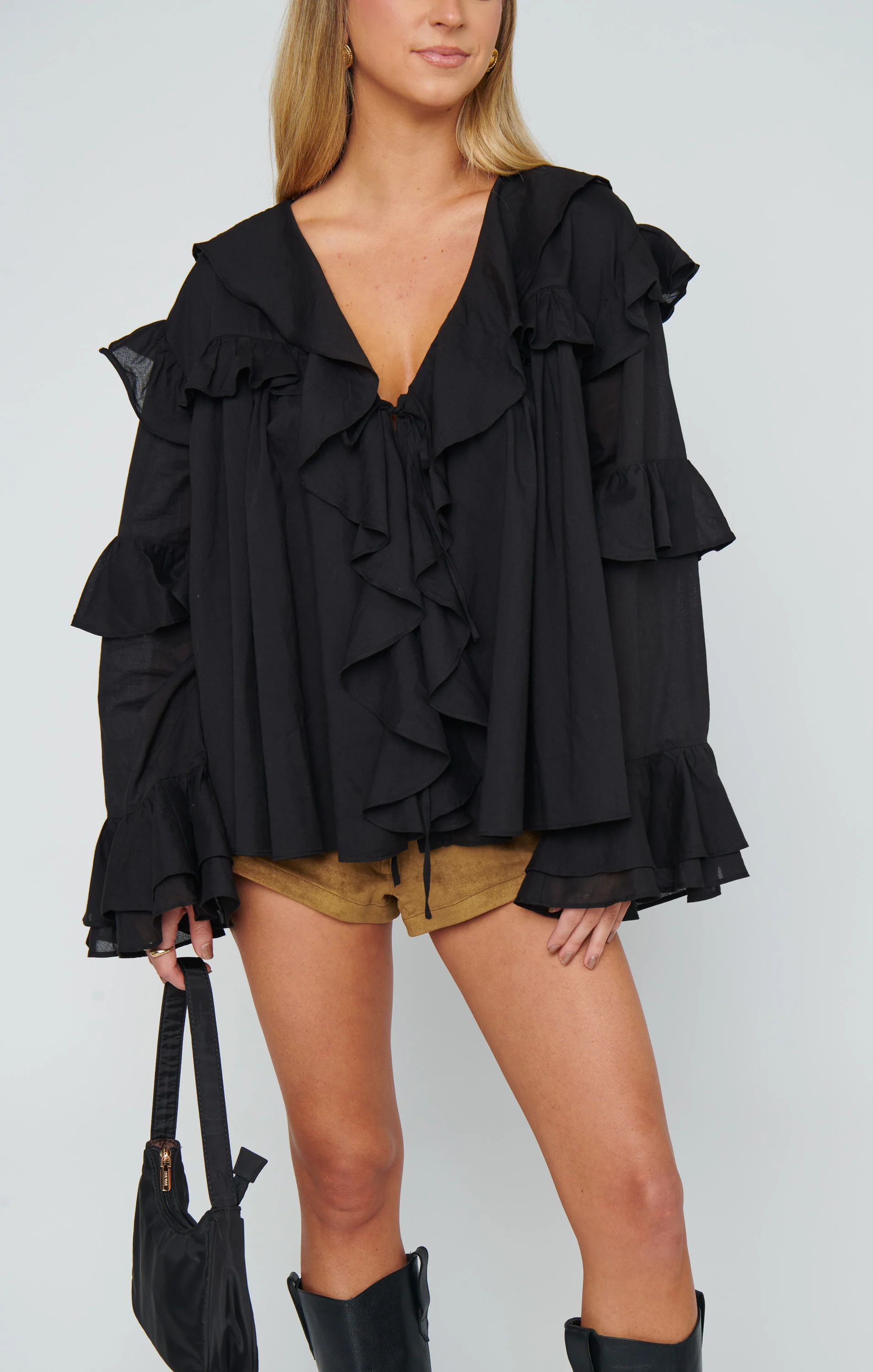 Joss Ruffle Top ~ Black Voile - Image 4