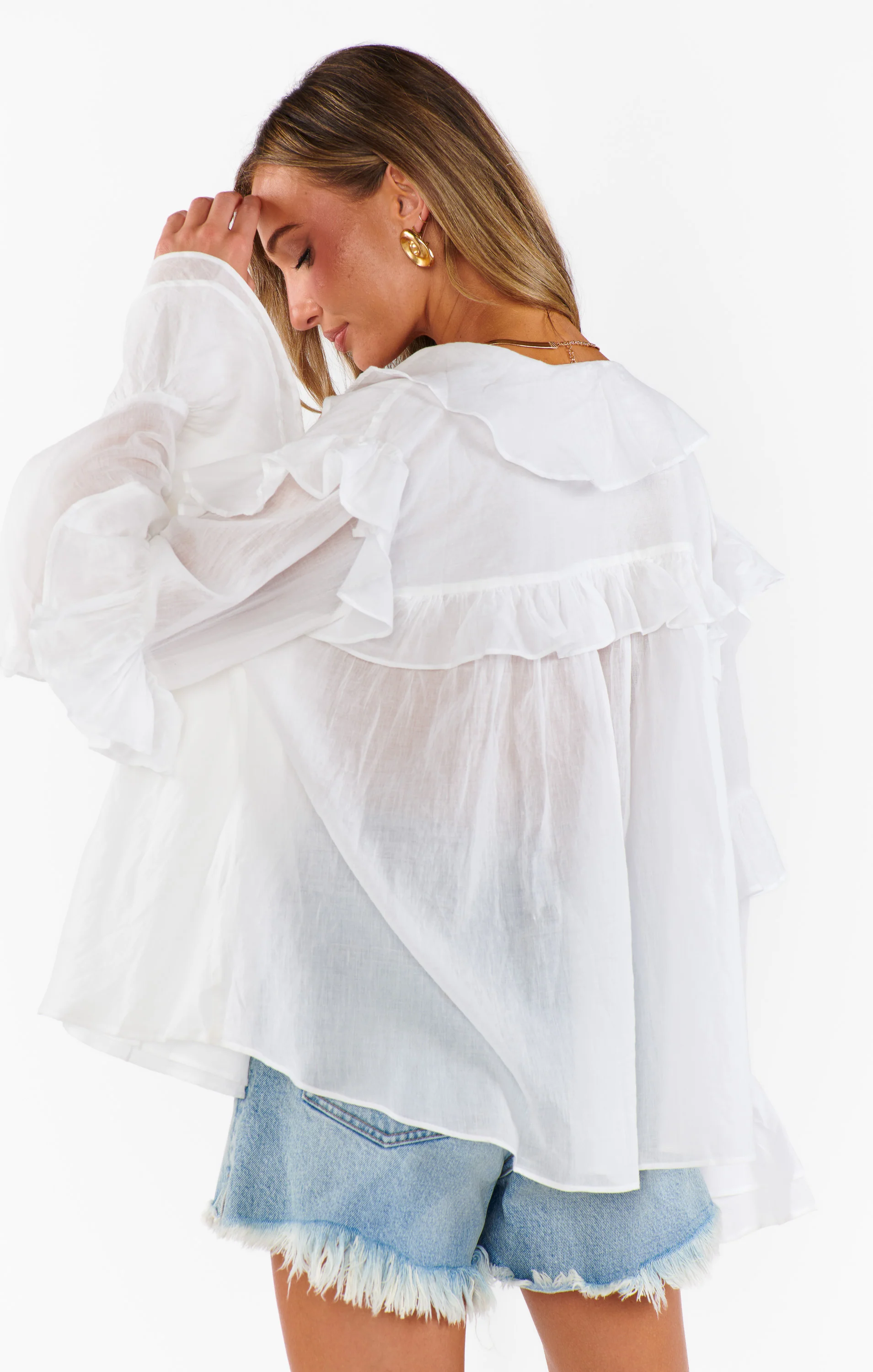 Joss Ruffle Top ~ White Voile - Image 7