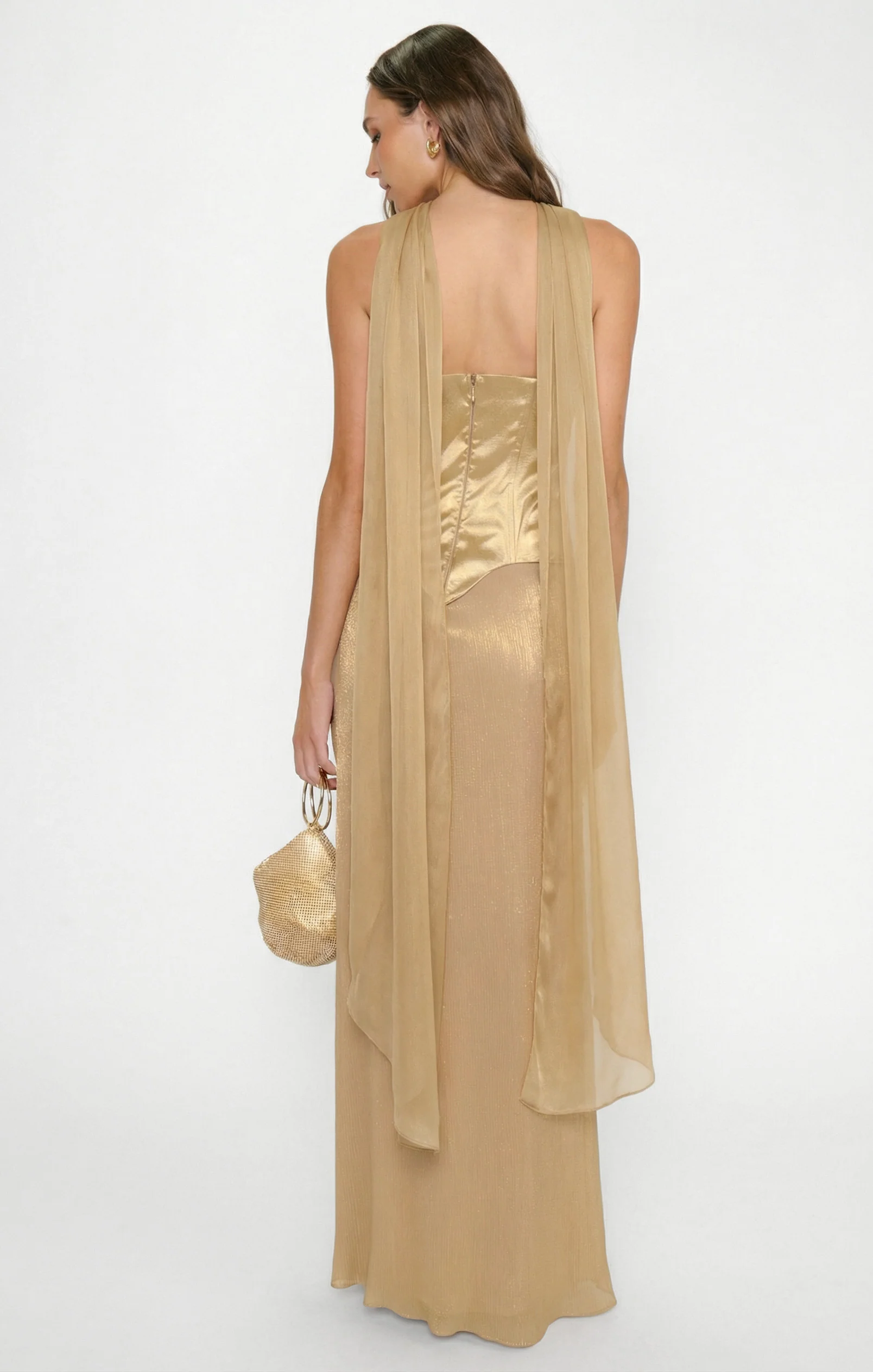 Jules Maxi Dress ~ Gold Pleated Chiffon - Image 2
