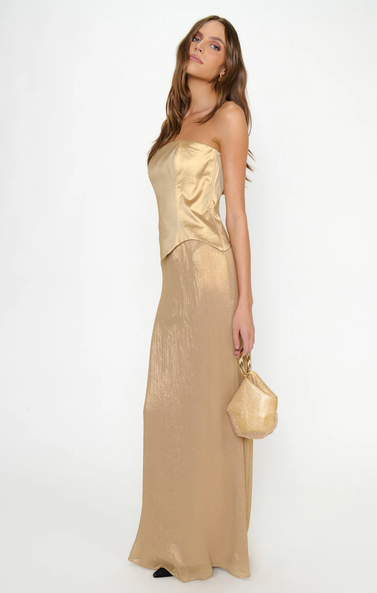 Jules Maxi Dress ~ Gold Pleated Chiffon - Image 5