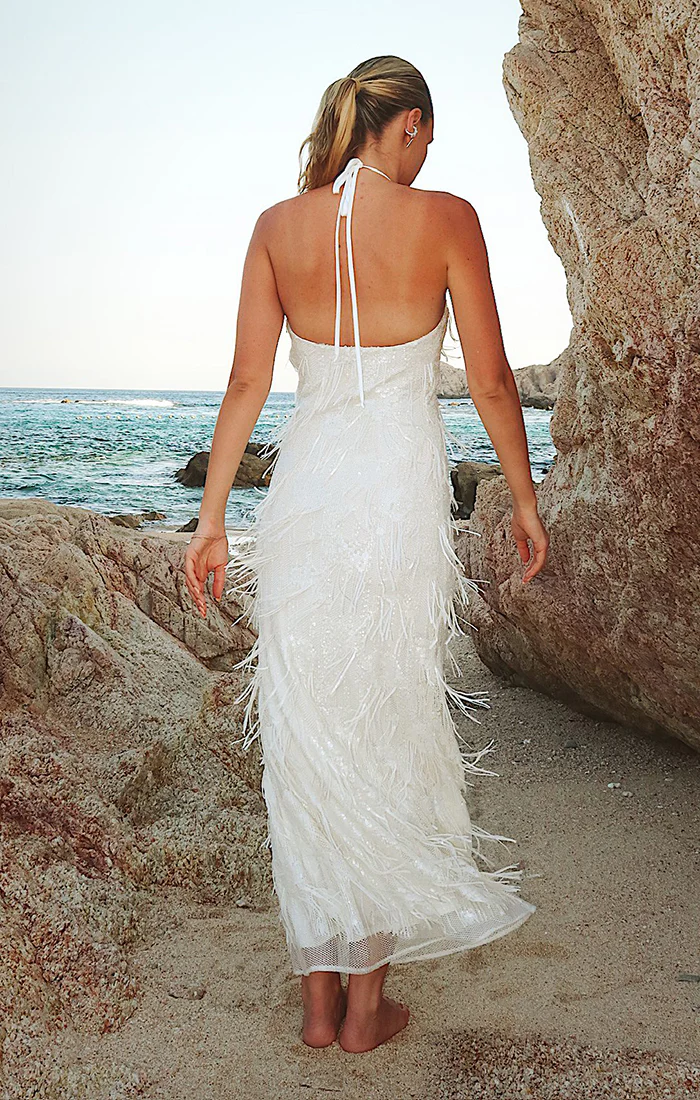 Julianna Maxi Dress ~ White Fringe Sequins - Image 2