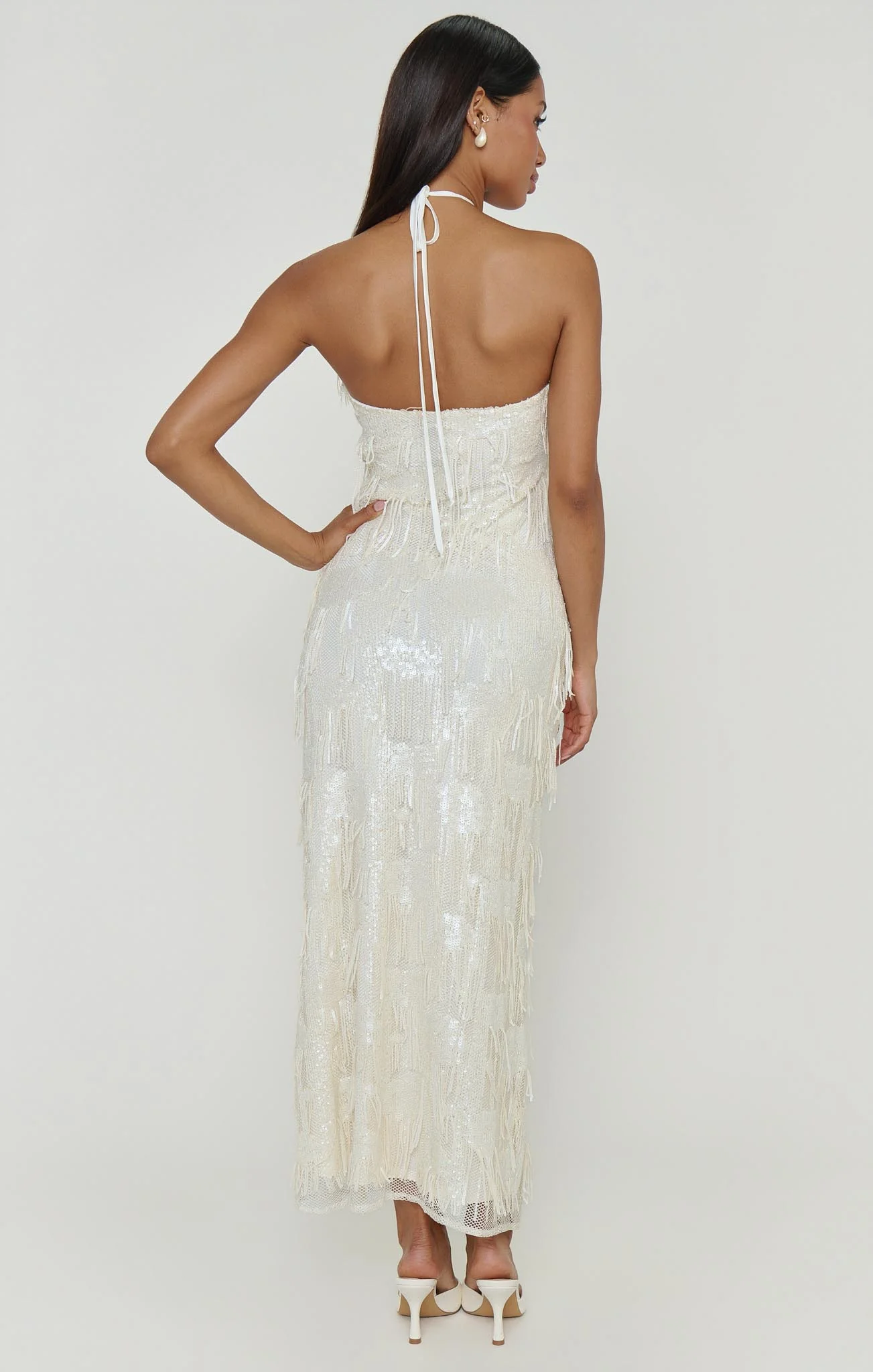 Julianna Maxi Dress ~ White Fringe Sequins - Image 5