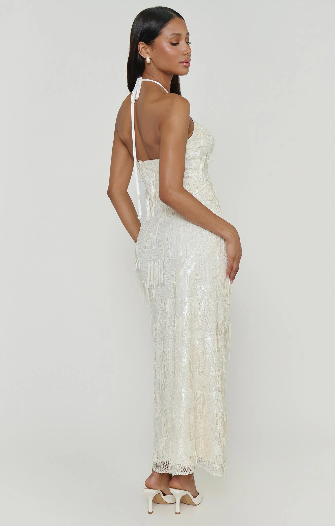 Julianna Maxi Dress ~ White Fringe Sequins - Image 6