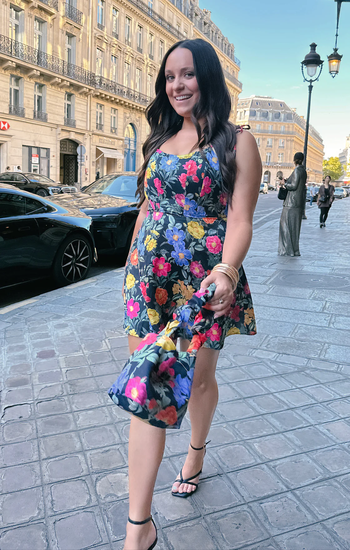 Julie Mini Dress ~ Charm Peony Black Luxe Satin - Image 8