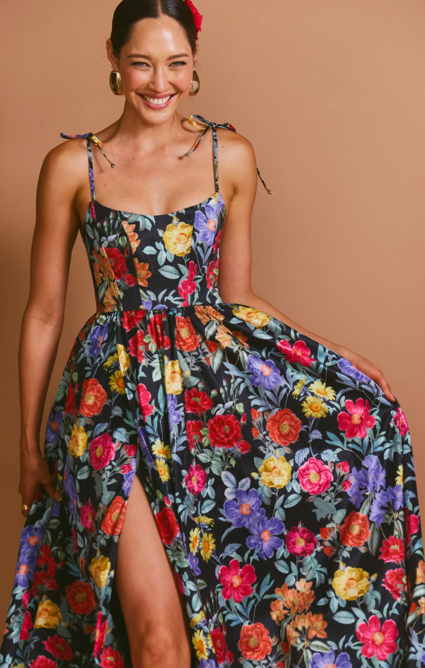 Juliet Maxi Dress ~ Charm Peony Black Taffeta - Image 2