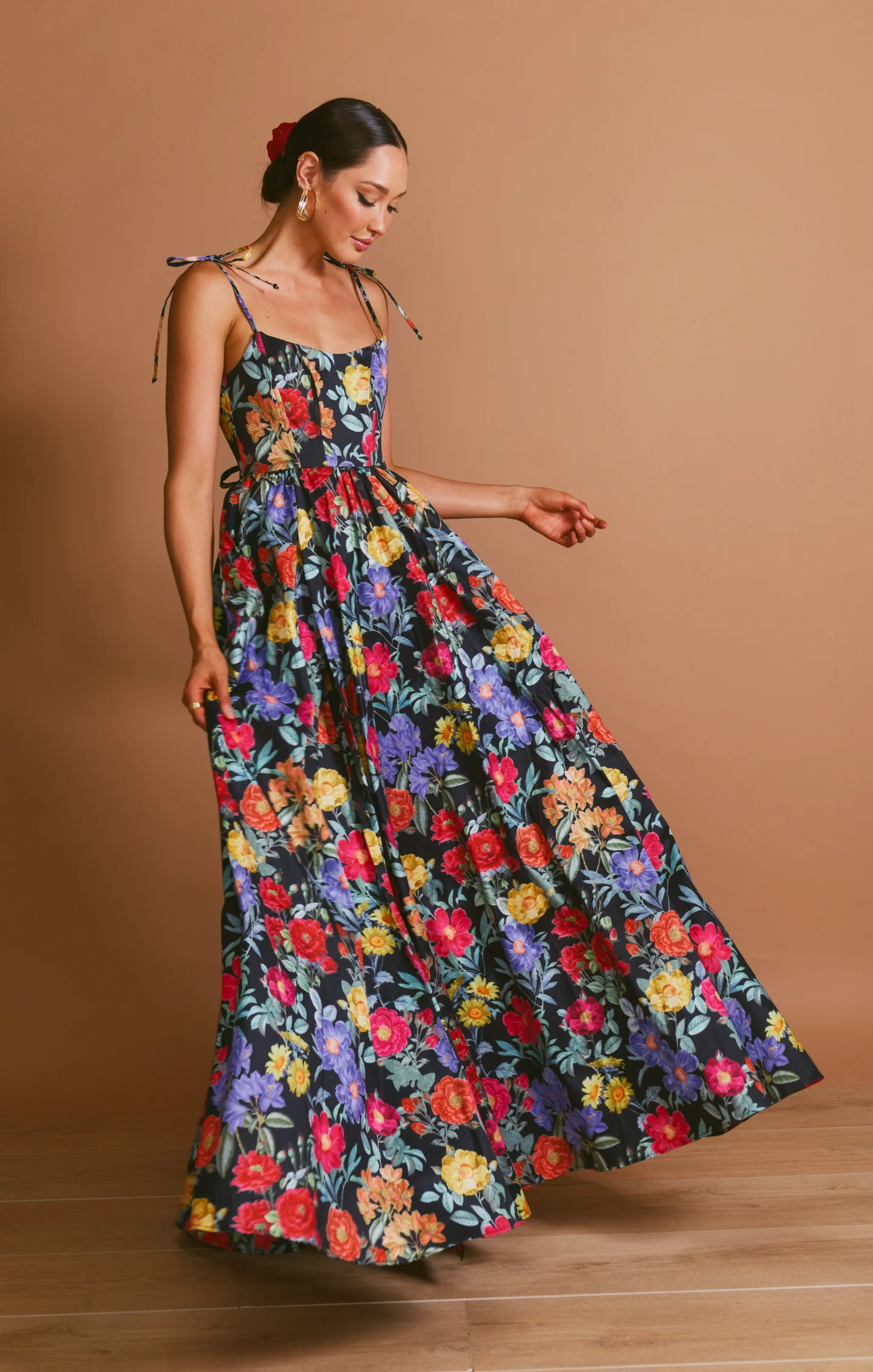 Juliet Maxi Dress ~ Charm Peony Black Taffeta - Image 5