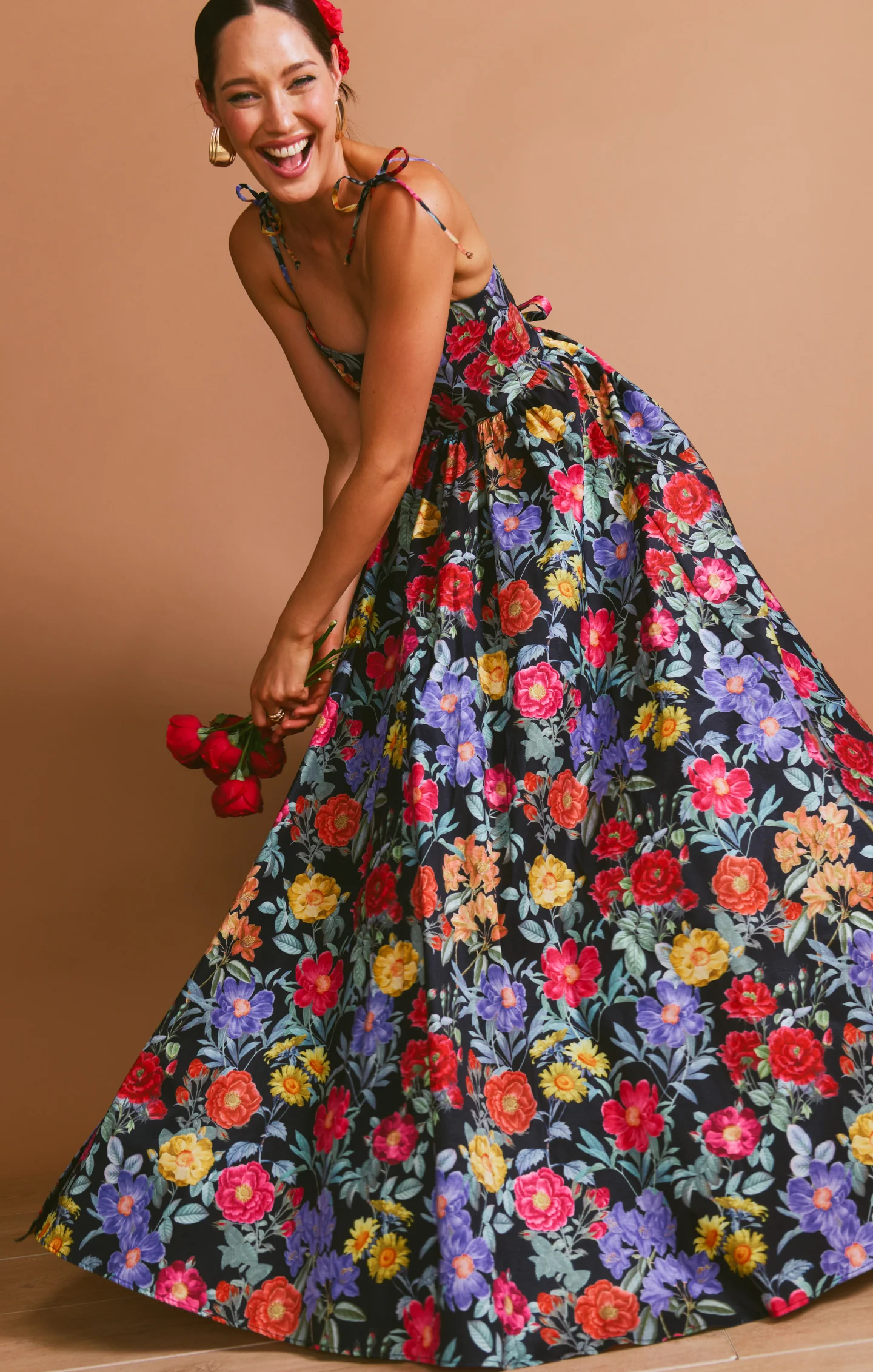 Juliet Maxi Dress ~ Charm Peony Black Taffeta - Image 6