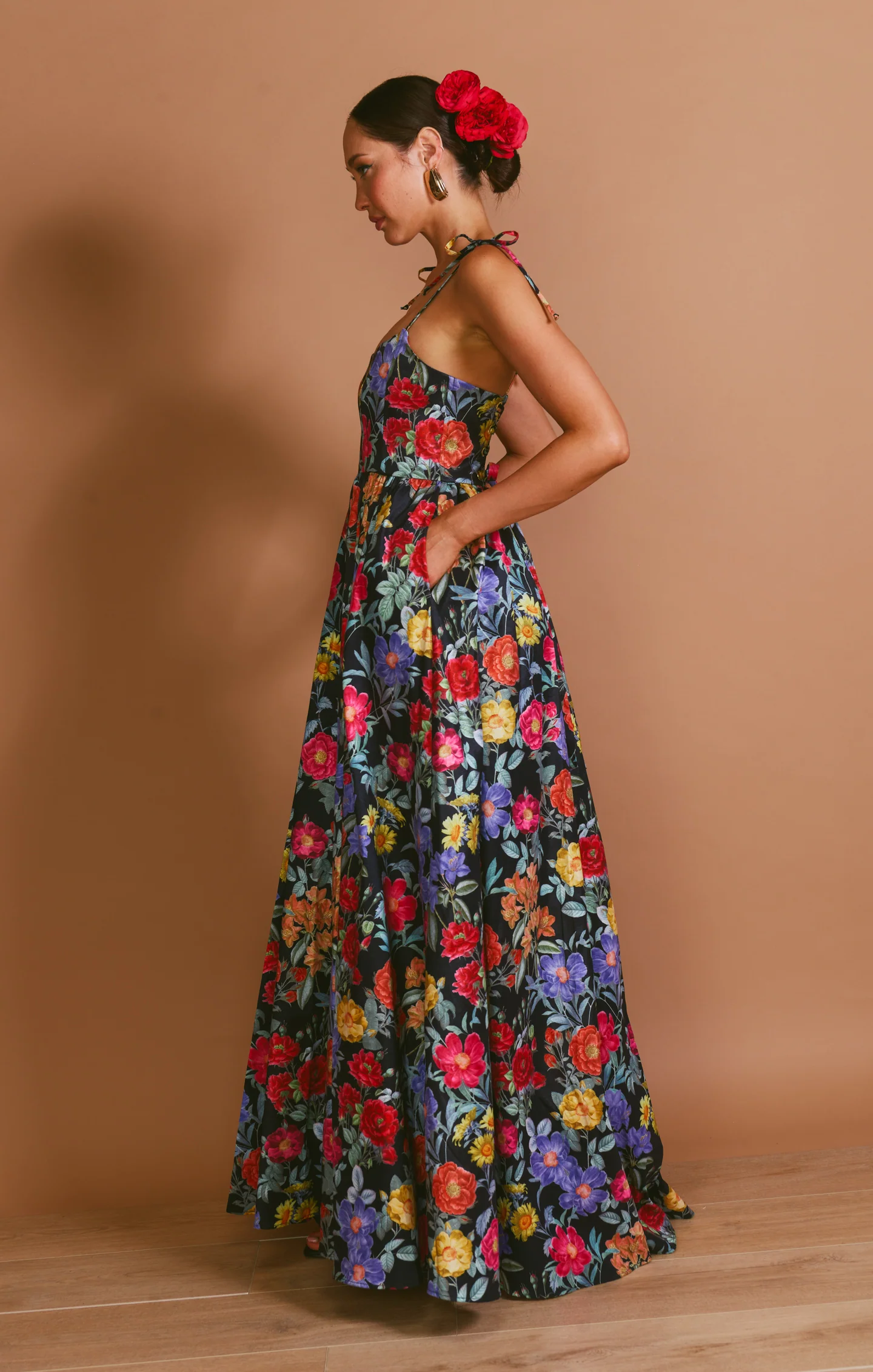 Juliet Maxi Dress ~ Charm Peony Black Taffeta - Image 7