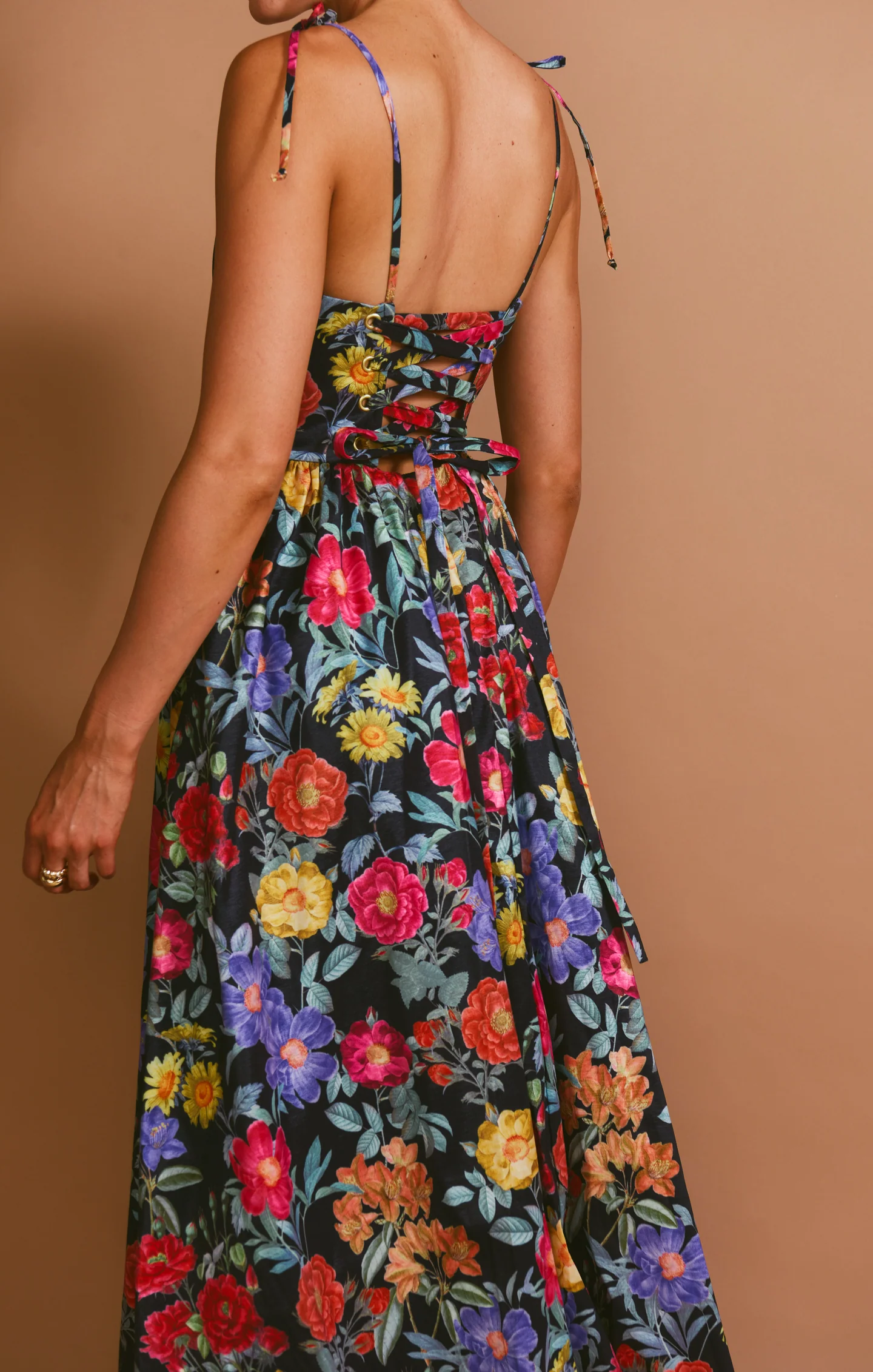 Juliet Maxi Dress ~ Charm Peony Black Taffeta - Image 8
