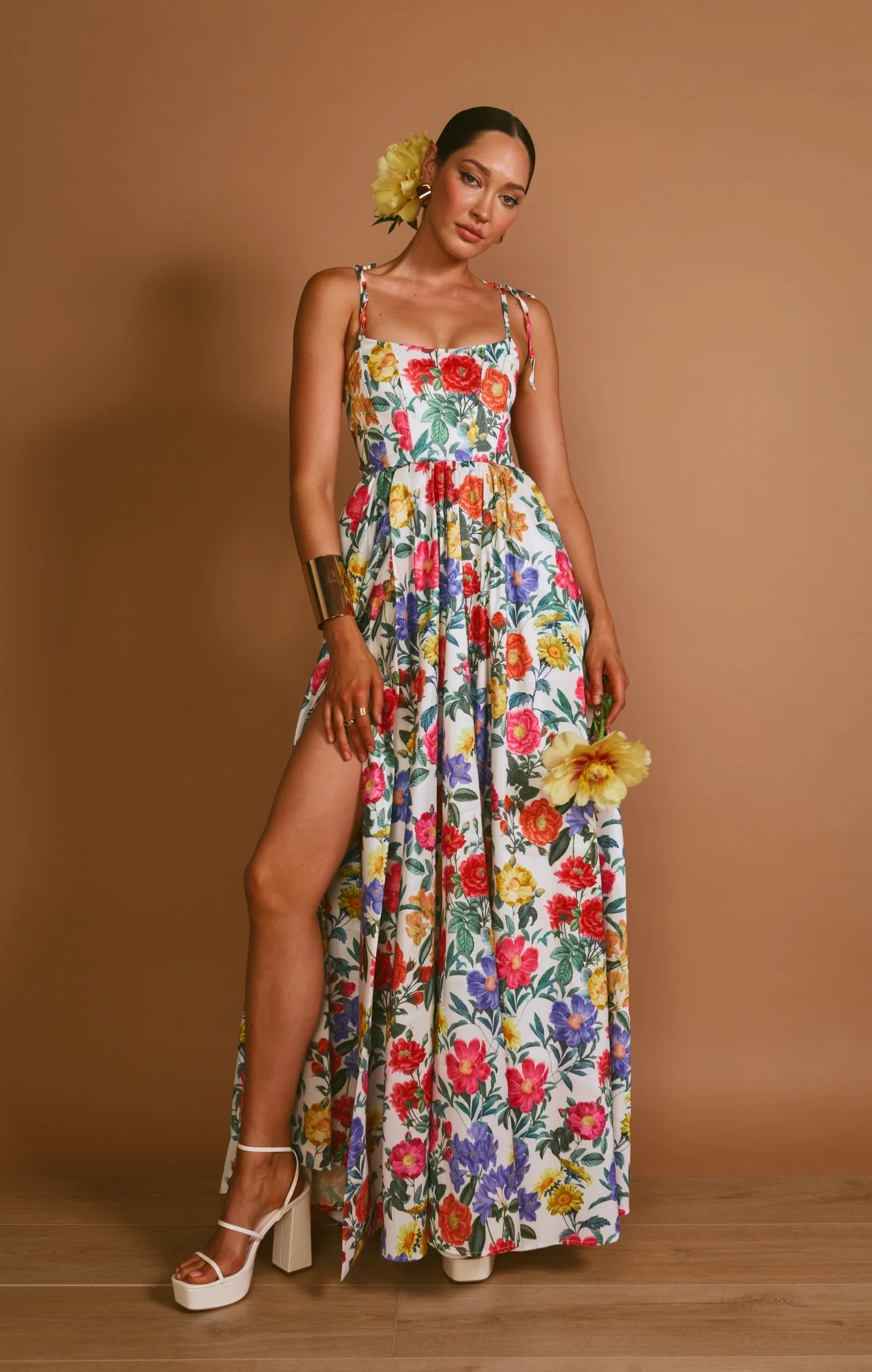 Juliet Maxi Dress ~ Charm Peony White Taffeta - Image 3