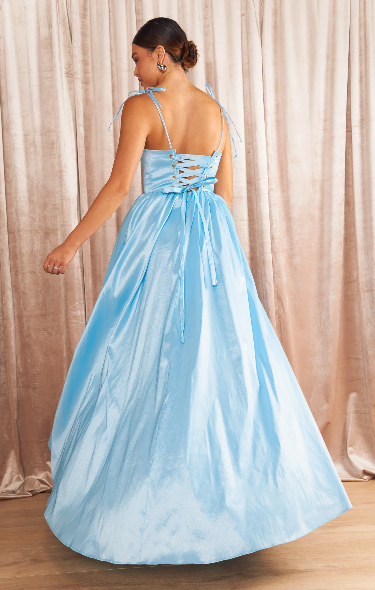 Juliet Maxi Dress ~ Light Blue Taffeta - Image 2
