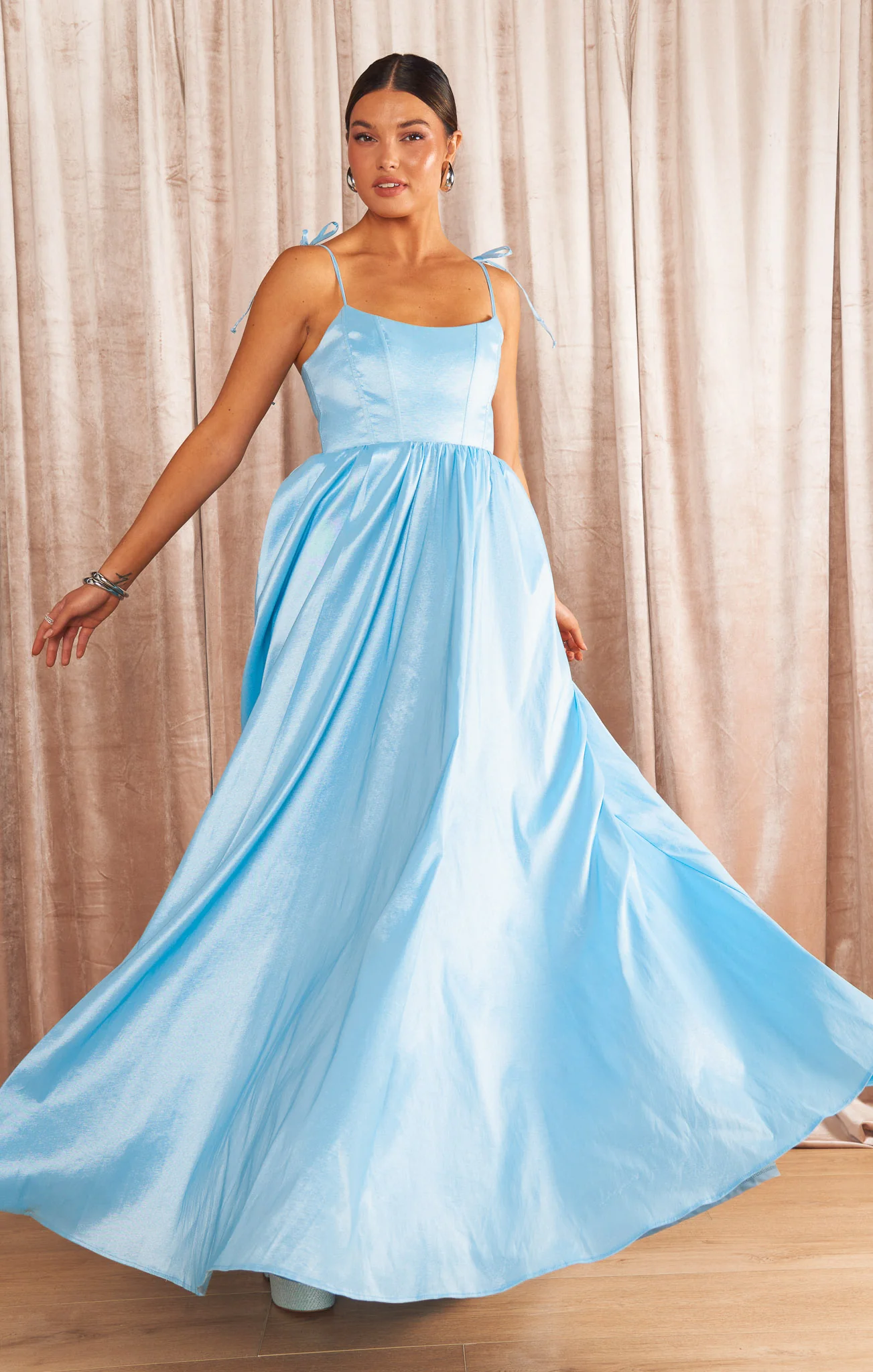 Juliet Maxi Dress ~ Light Blue Taffeta - Image 3