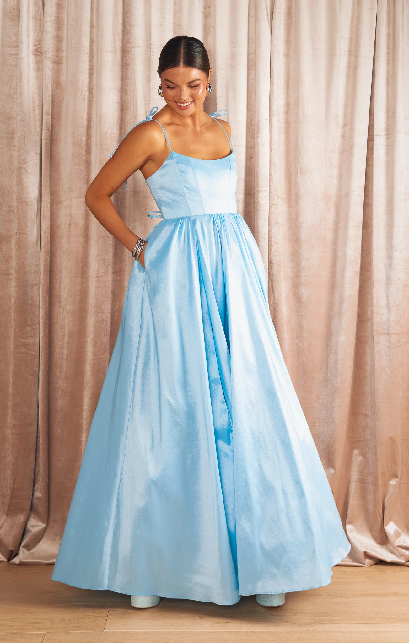Juliet Maxi Dress ~ Light Blue Taffeta - Image 5