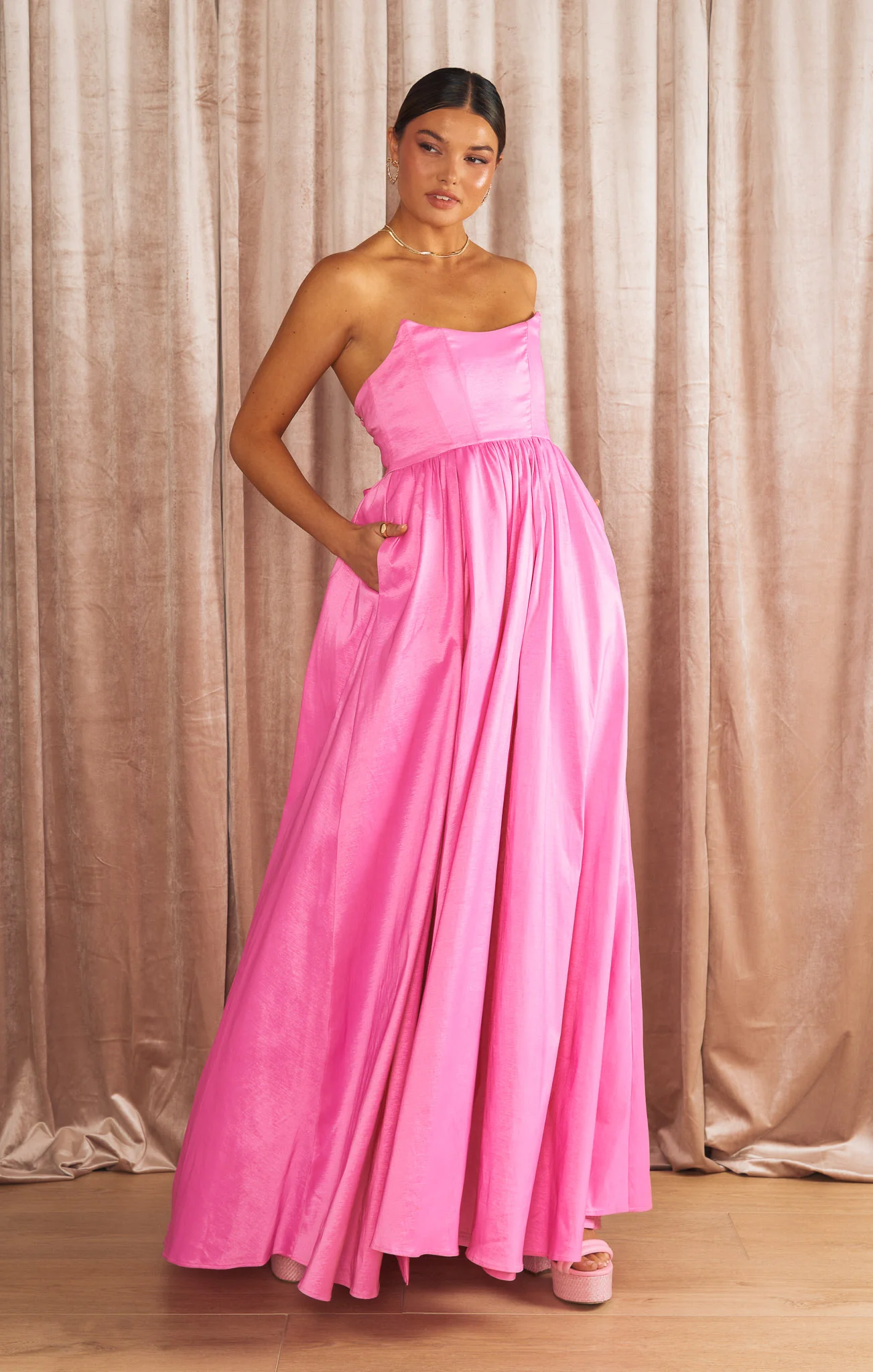 Juliet Maxi Dress ~ Pink Taffeta - Image 8