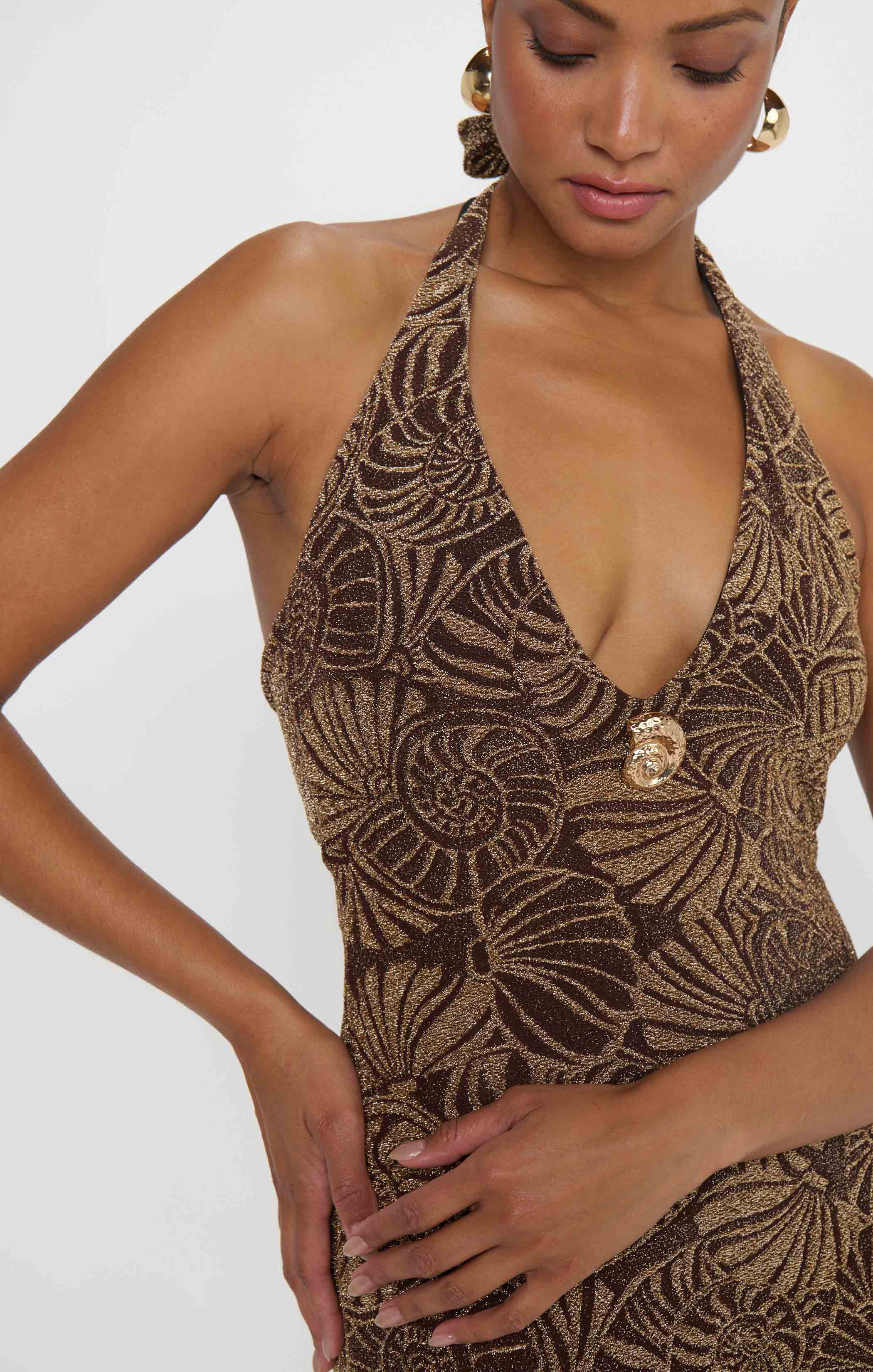 Kate Halter Mini Dress ~ Shell Sparkle Stretch - Image 3
