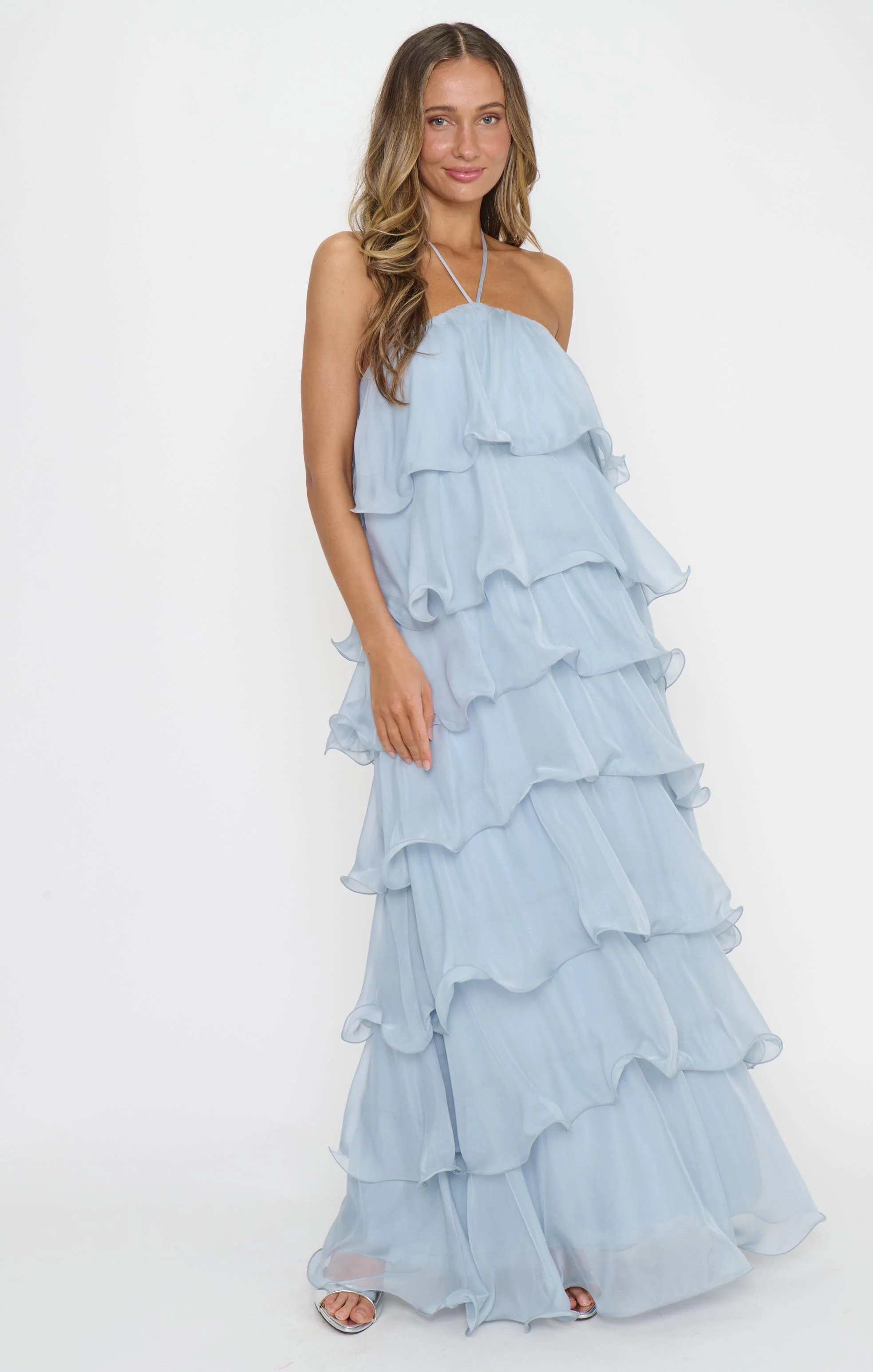 Kelsey Maxi ~ Steel Blue Chiffon - Image 2