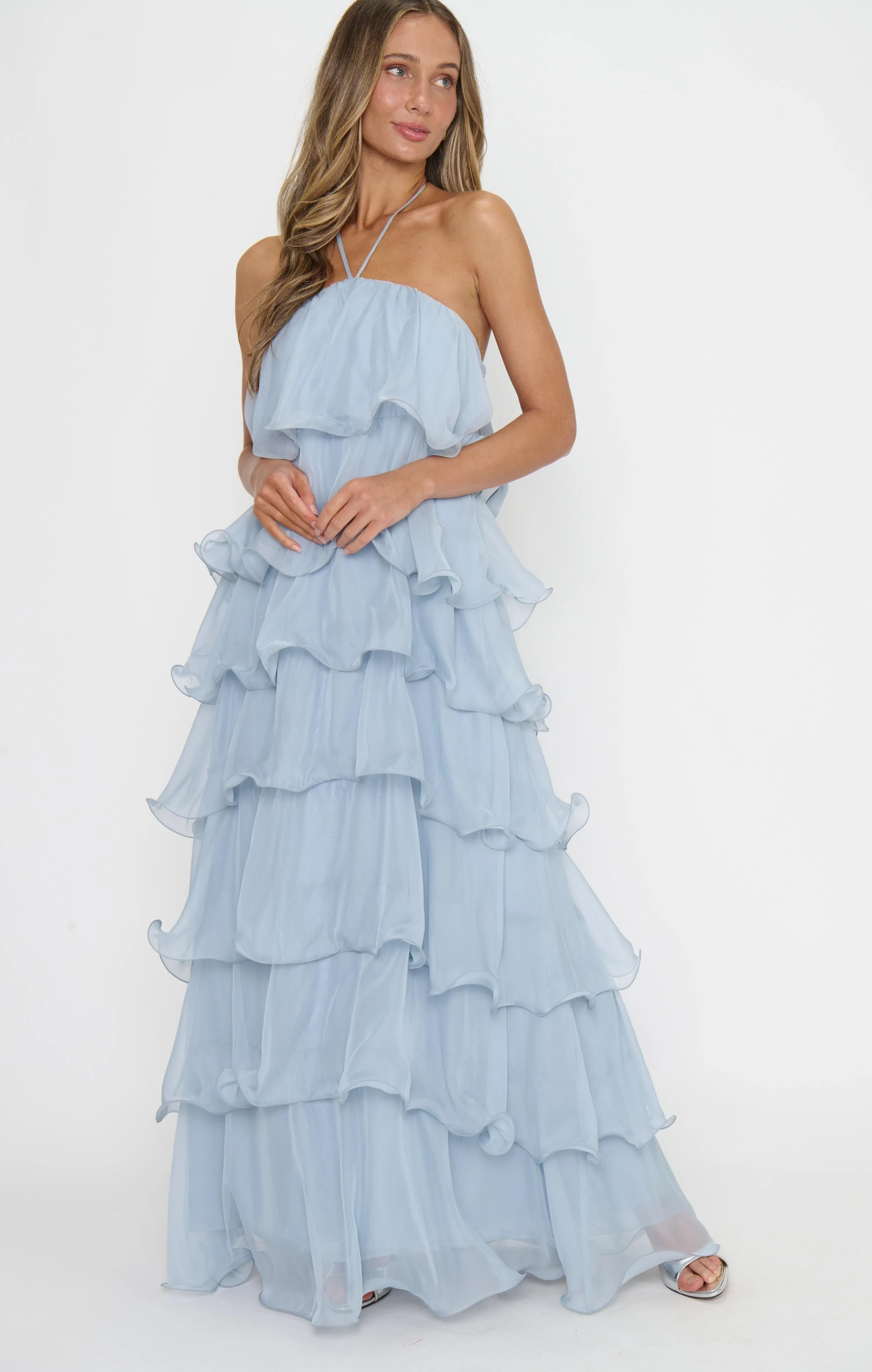 Kelsey Maxi ~ Steel Blue Chiffon - Image 3
