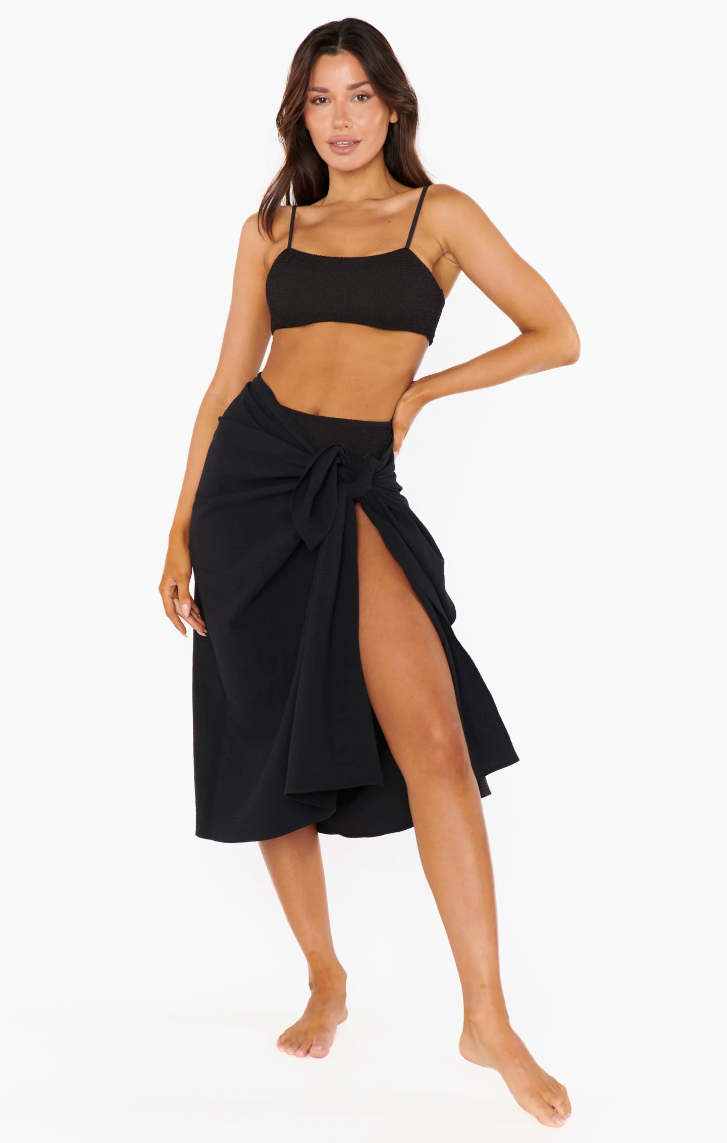 Kiran Sarong ~ Black Crinkle Flow - Image 4