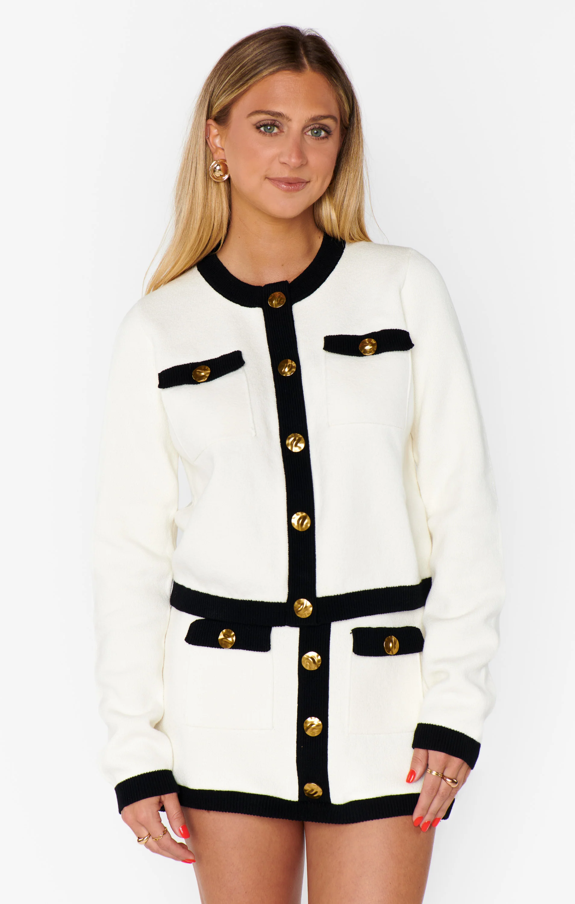 Kit Cardi ~ Cream and Black Knit - Image 3