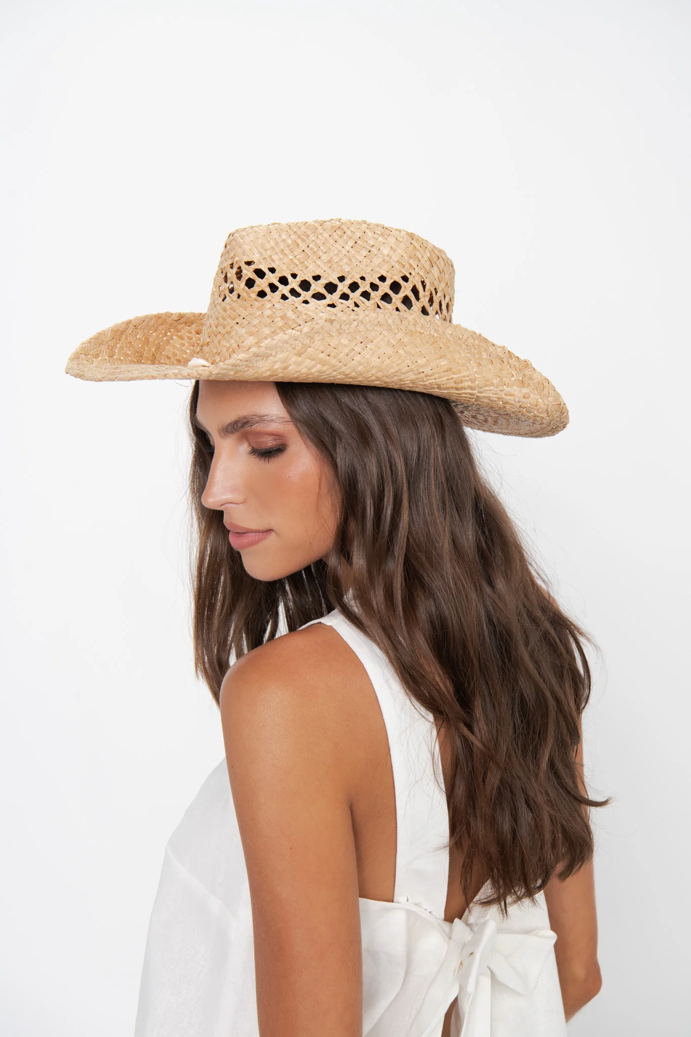 Lack of Color Seashells Cowboy Hat ~ Natural - Image 2