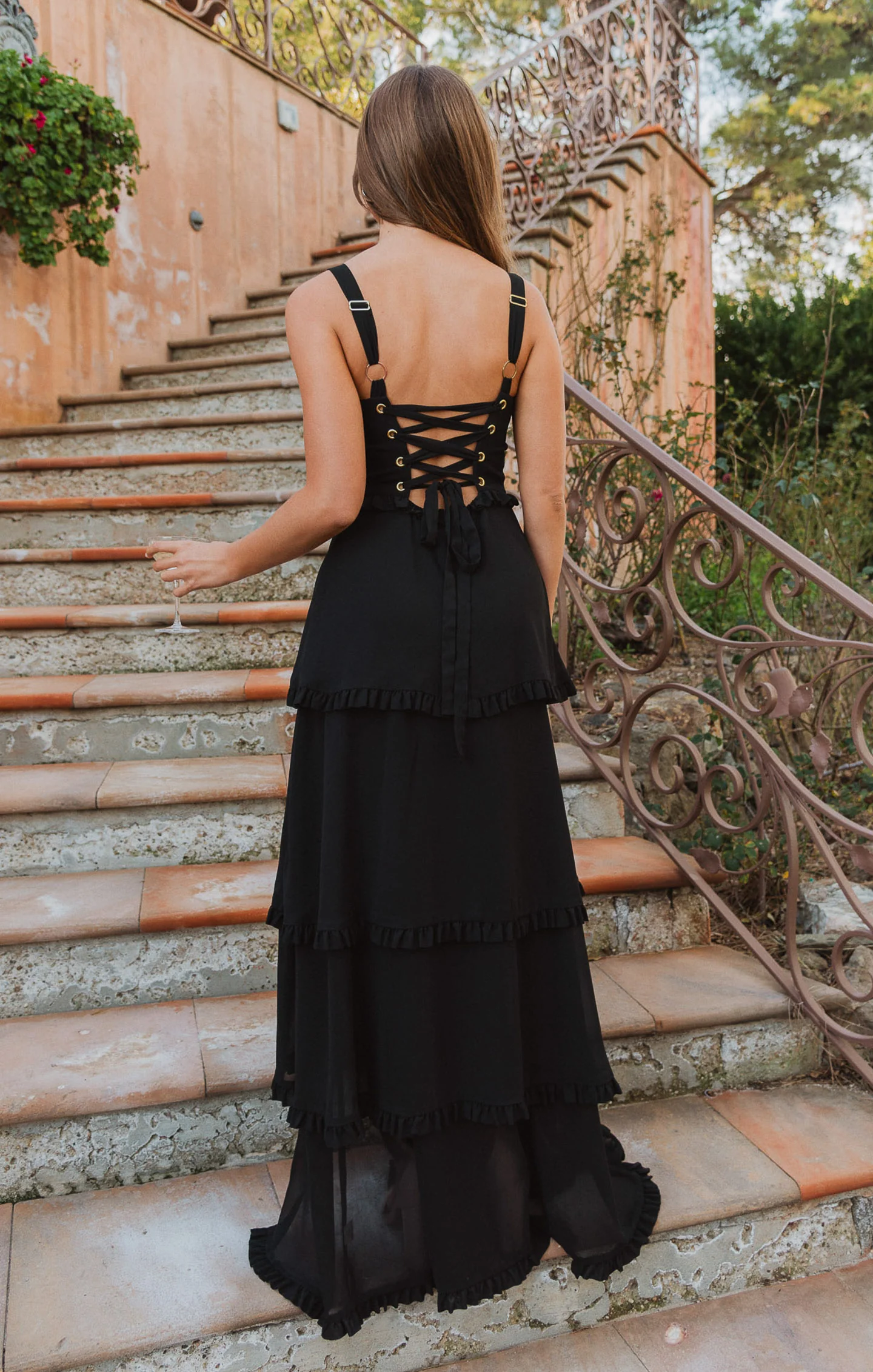 Lady Corset Dress ~ Black Chiffon - Image 2
