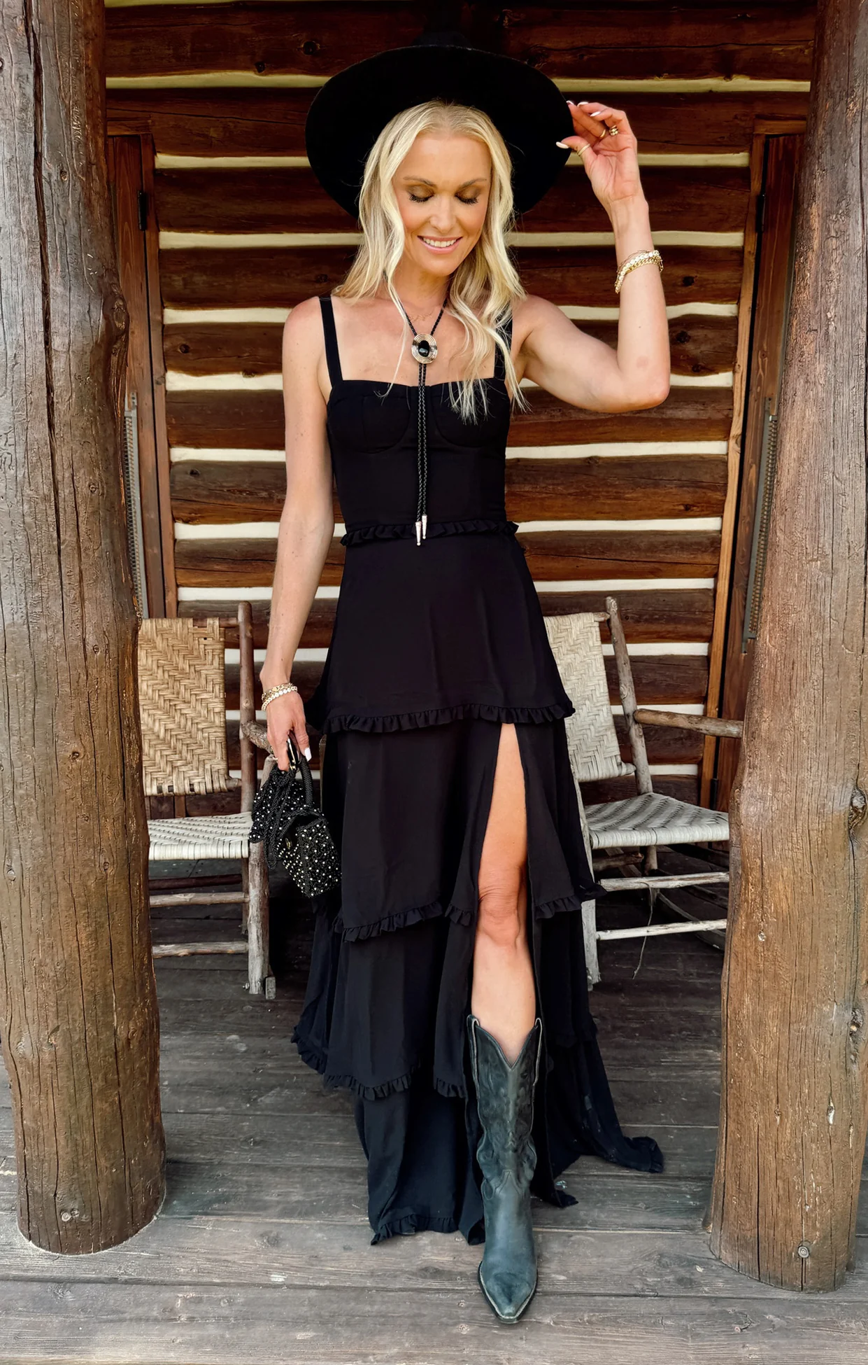 Lady Corset Dress ~ Black Chiffon - Image 6