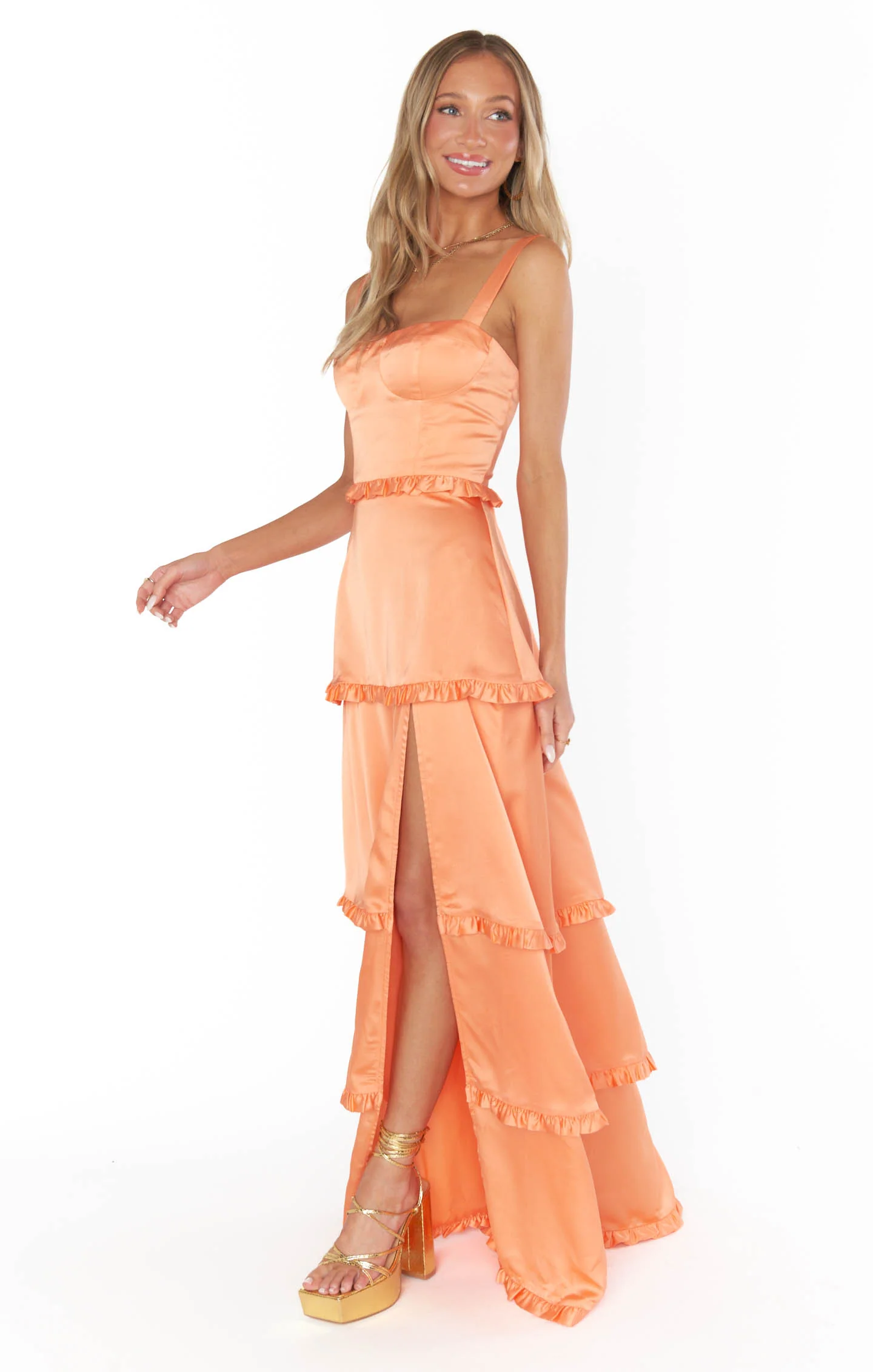 Lady Corset Dress ~ Cantaloupe Luxe Satin - Image 10