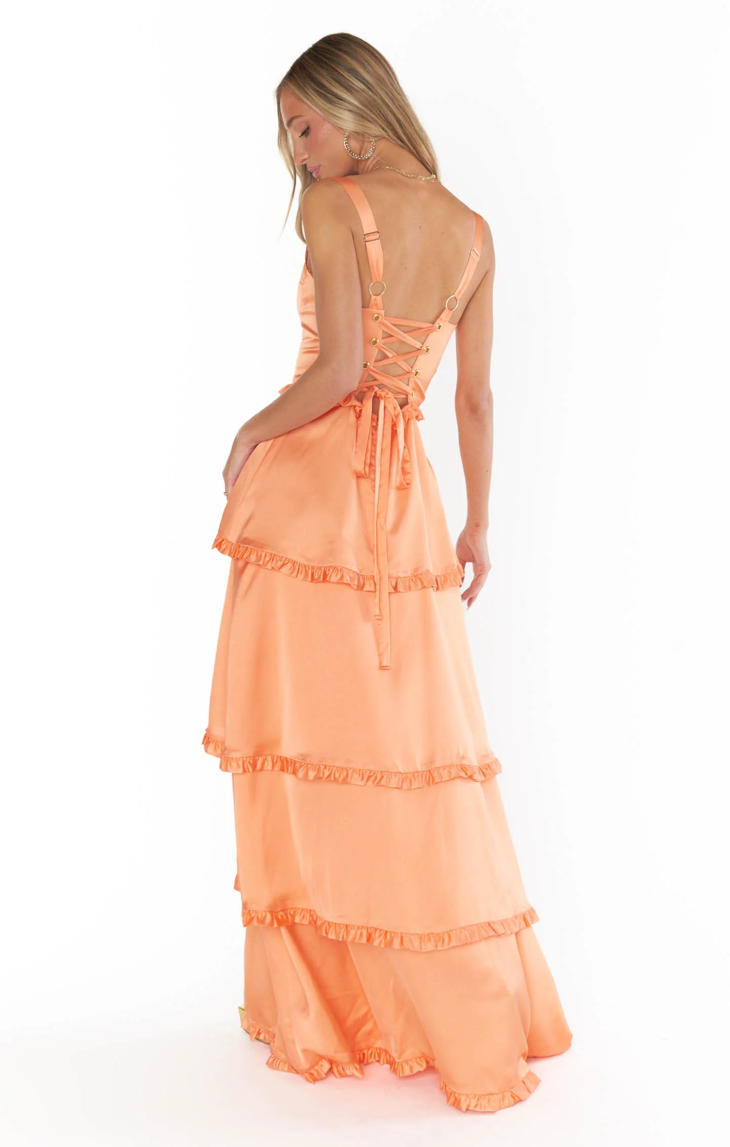 Lady Corset Dress ~ Cantaloupe Luxe Satin - Image 3