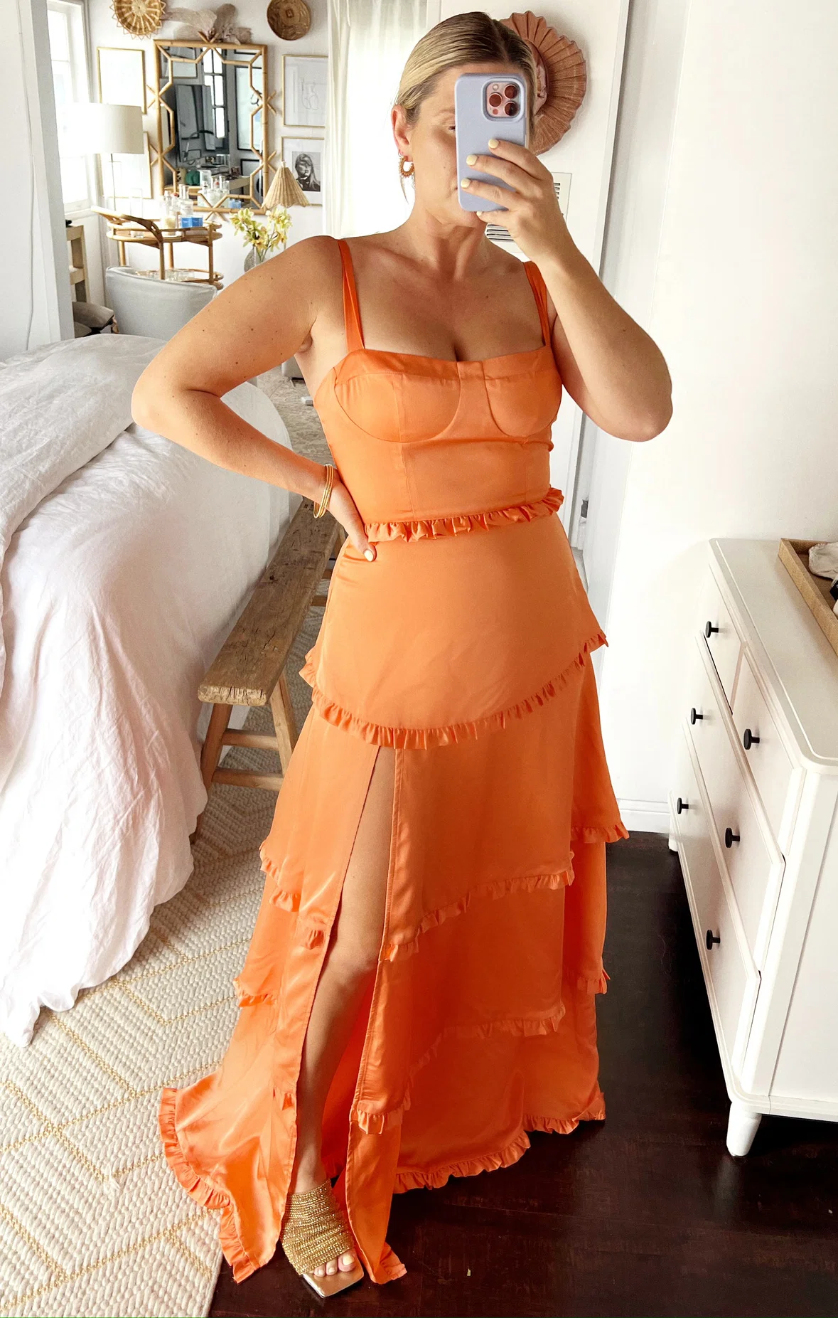Lady Corset Dress ~ Cantaloupe Luxe Satin - Image 4