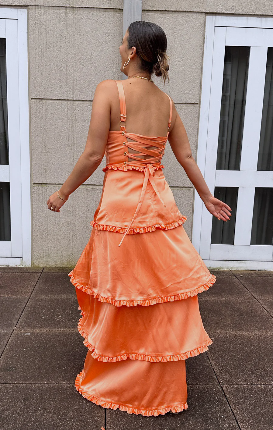 Lady Corset Dress ~ Cantaloupe Luxe Satin - Image 6