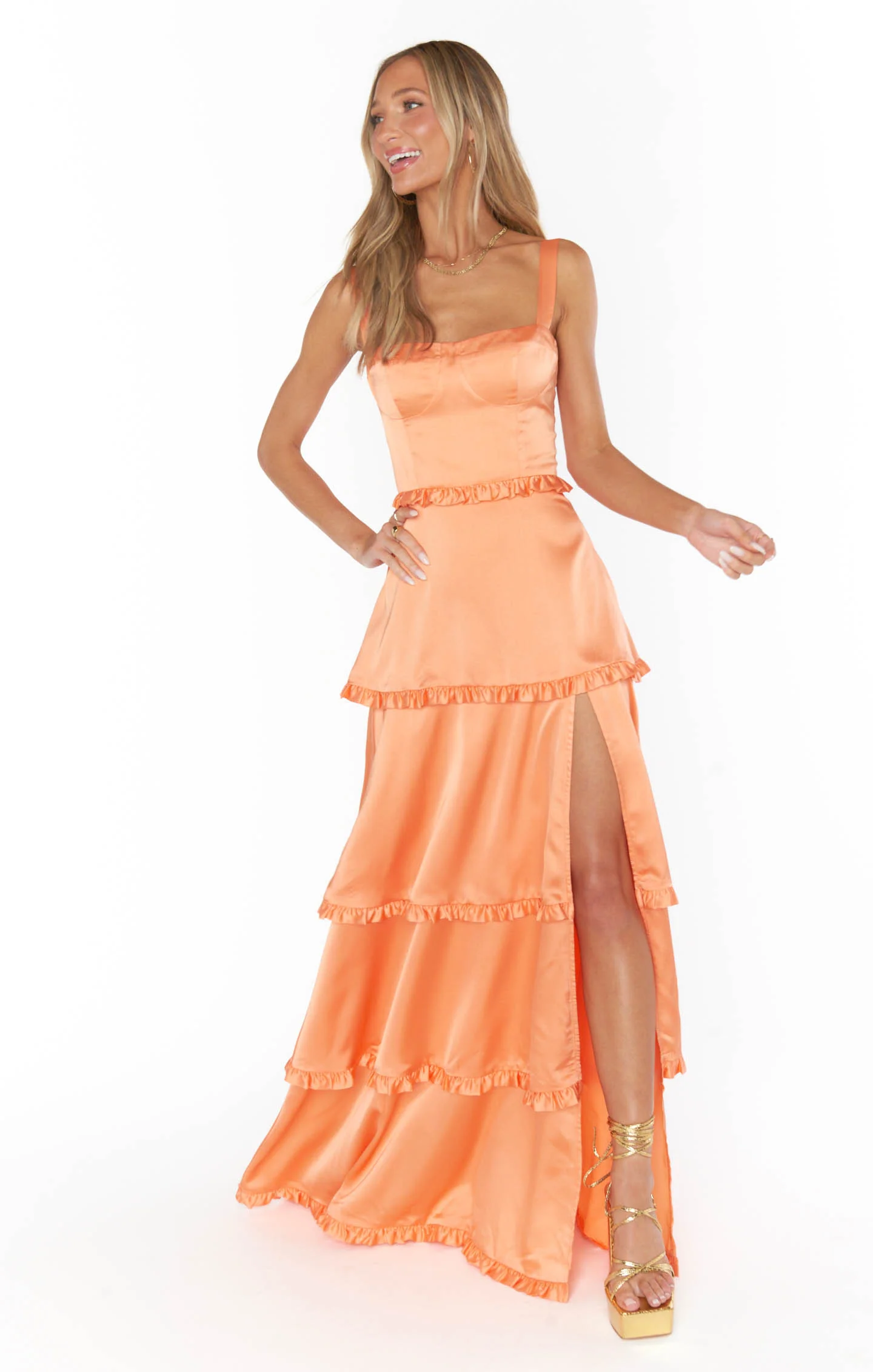 Lady Corset Dress ~ Cantaloupe Luxe Satin - Image 9