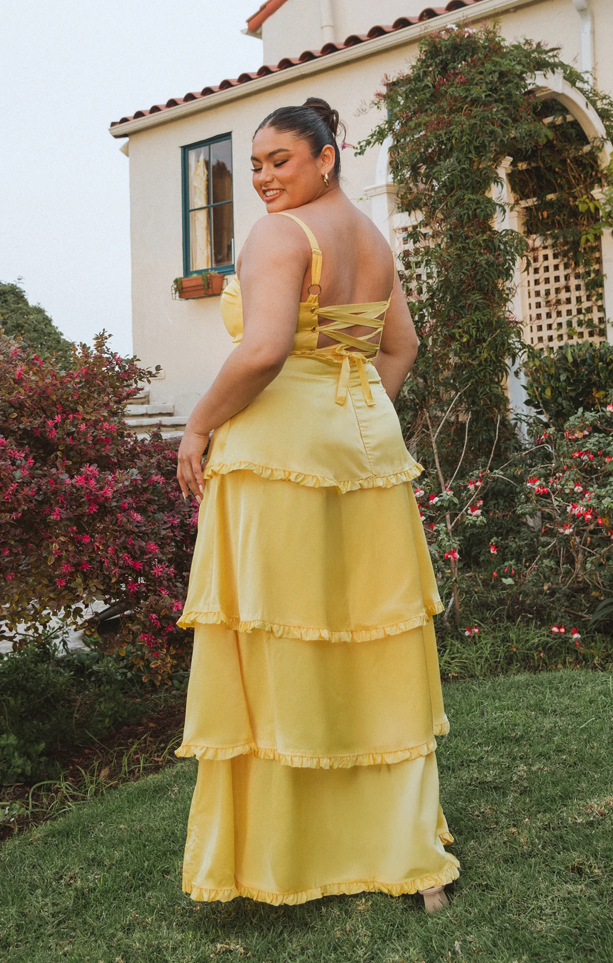 Lady Corset Dress ~ Yellow Luxe Satin - Image 2