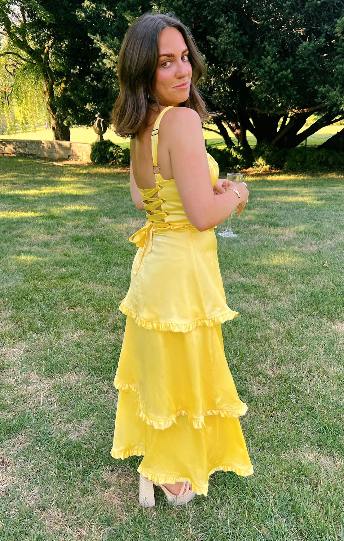 Lady Corset Dress ~ Yellow Luxe Satin - Image 6