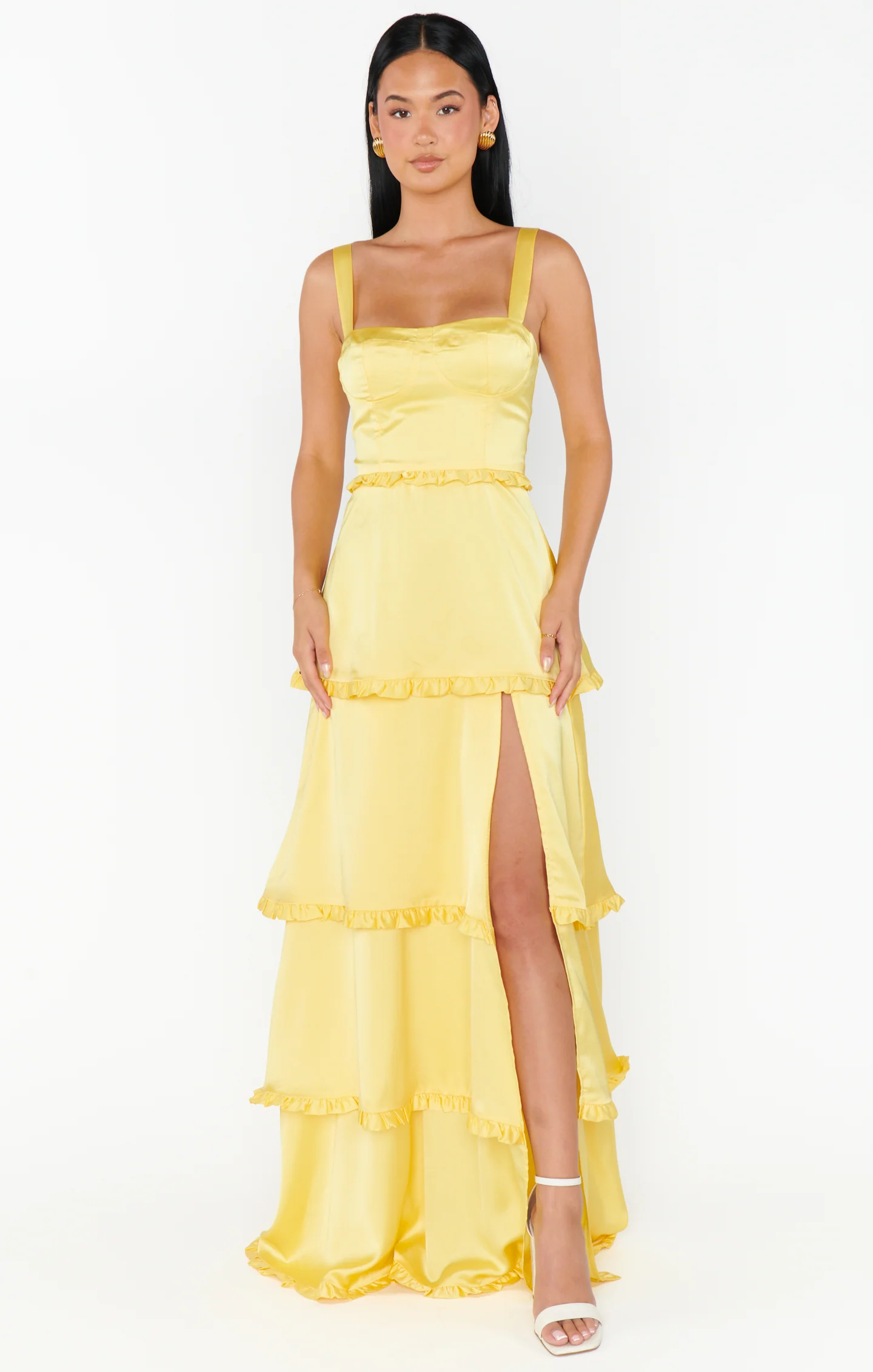 Lady Corset Dress ~ Yellow Luxe Satin - Image 7