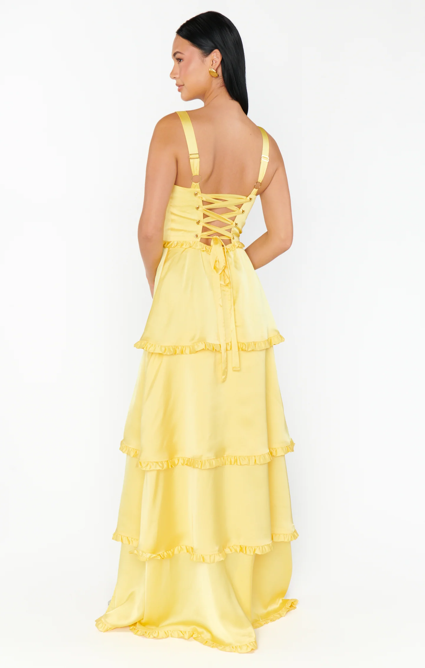 Lady Corset Dress ~ Yellow Luxe Satin - Image 8