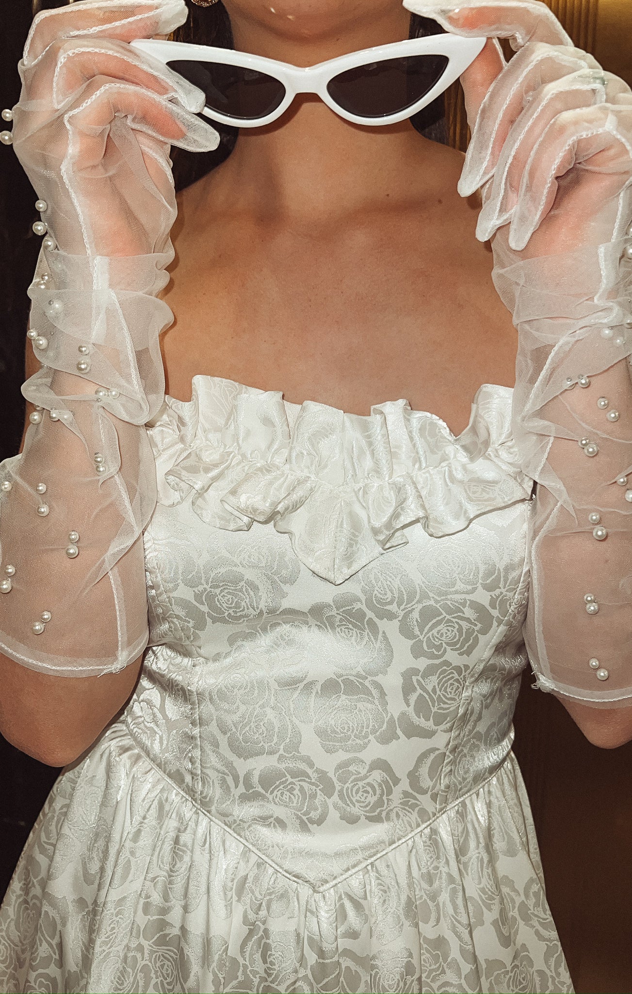 Lala Skort Dress ~ White Rose Satin - Image 4