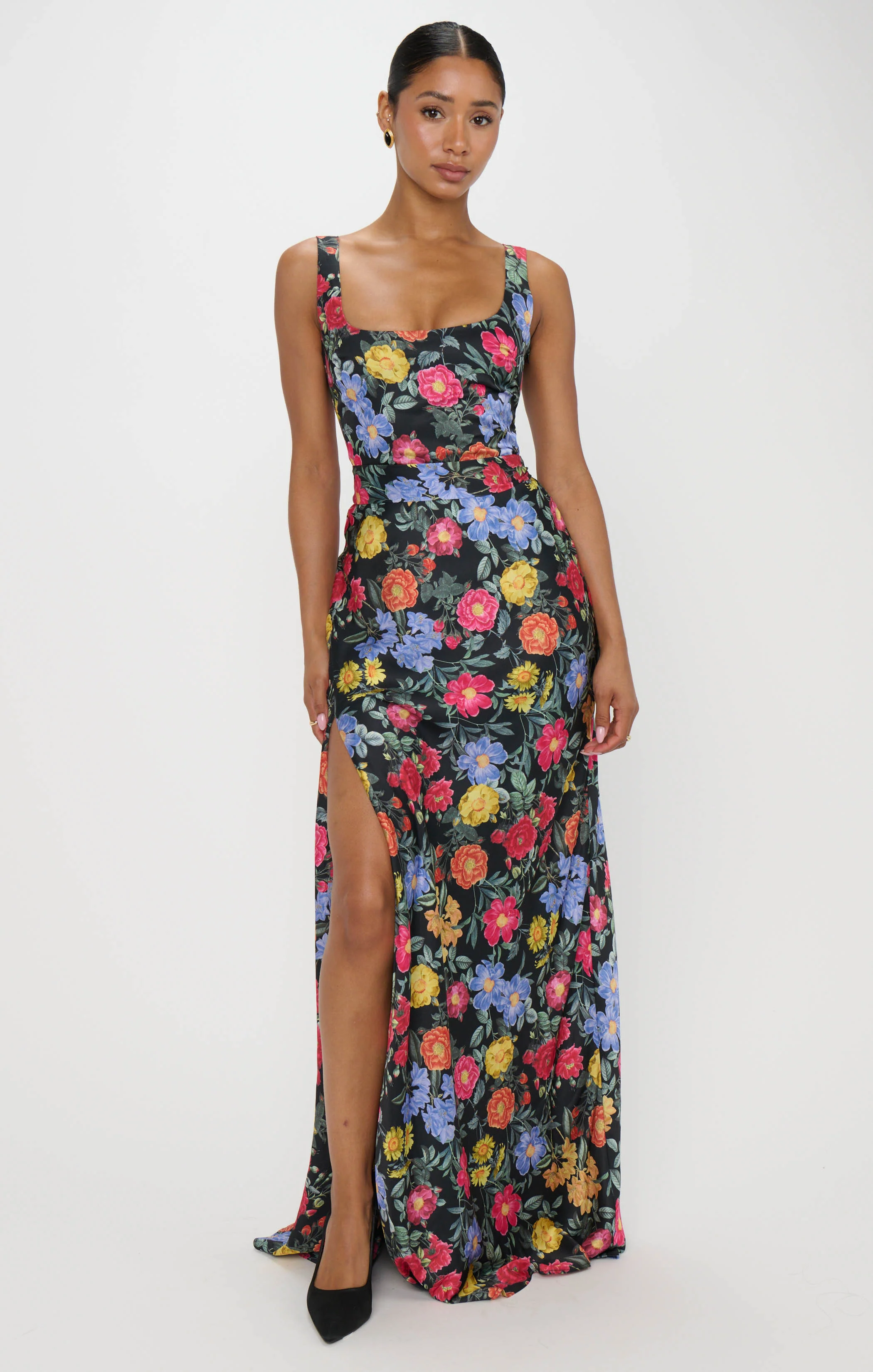 Lana Maxi Dress ~ Charm Peony Black Luxe Satin - Image 3