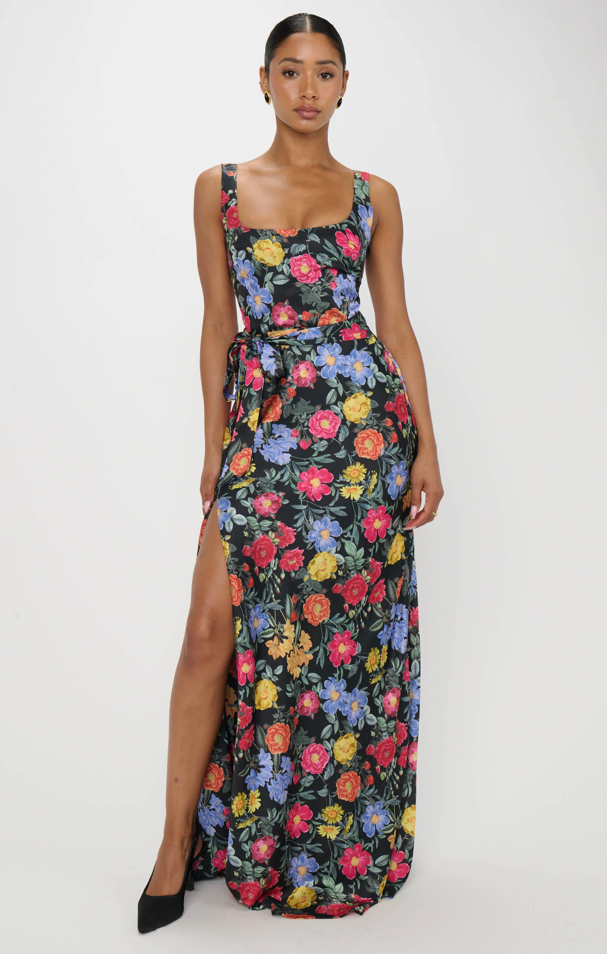 Lana Maxi Dress ~ Charm Peony Black Luxe Satin - Image 8
