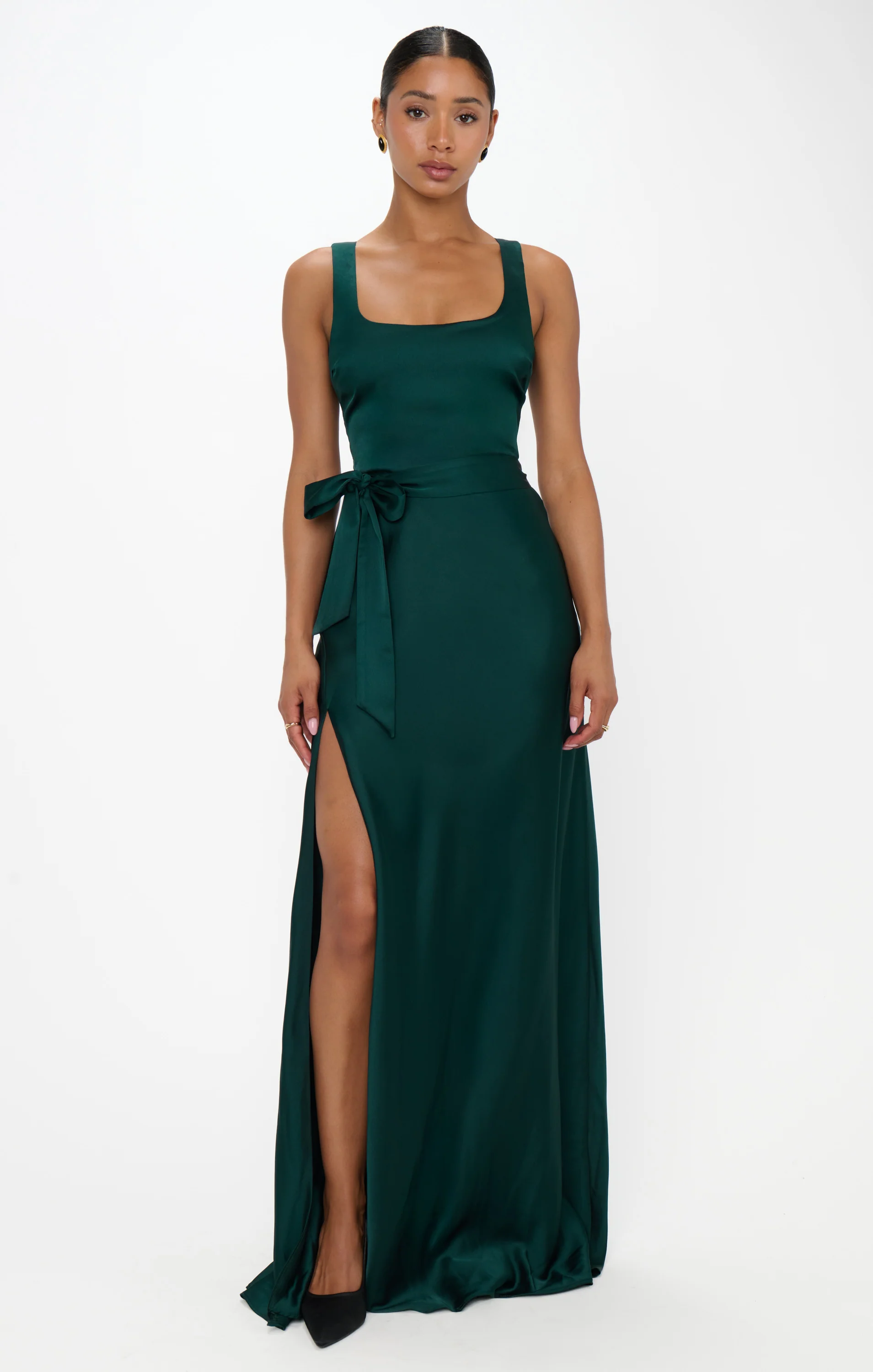 Lana Maxi Dress ~ Deep Emerald Luxe Satin - Image 2
