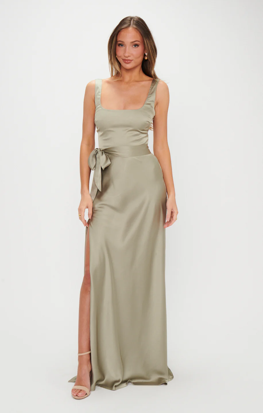 Lana Maxi Dress ~ Moss Green Luxe Satin - Image 3
